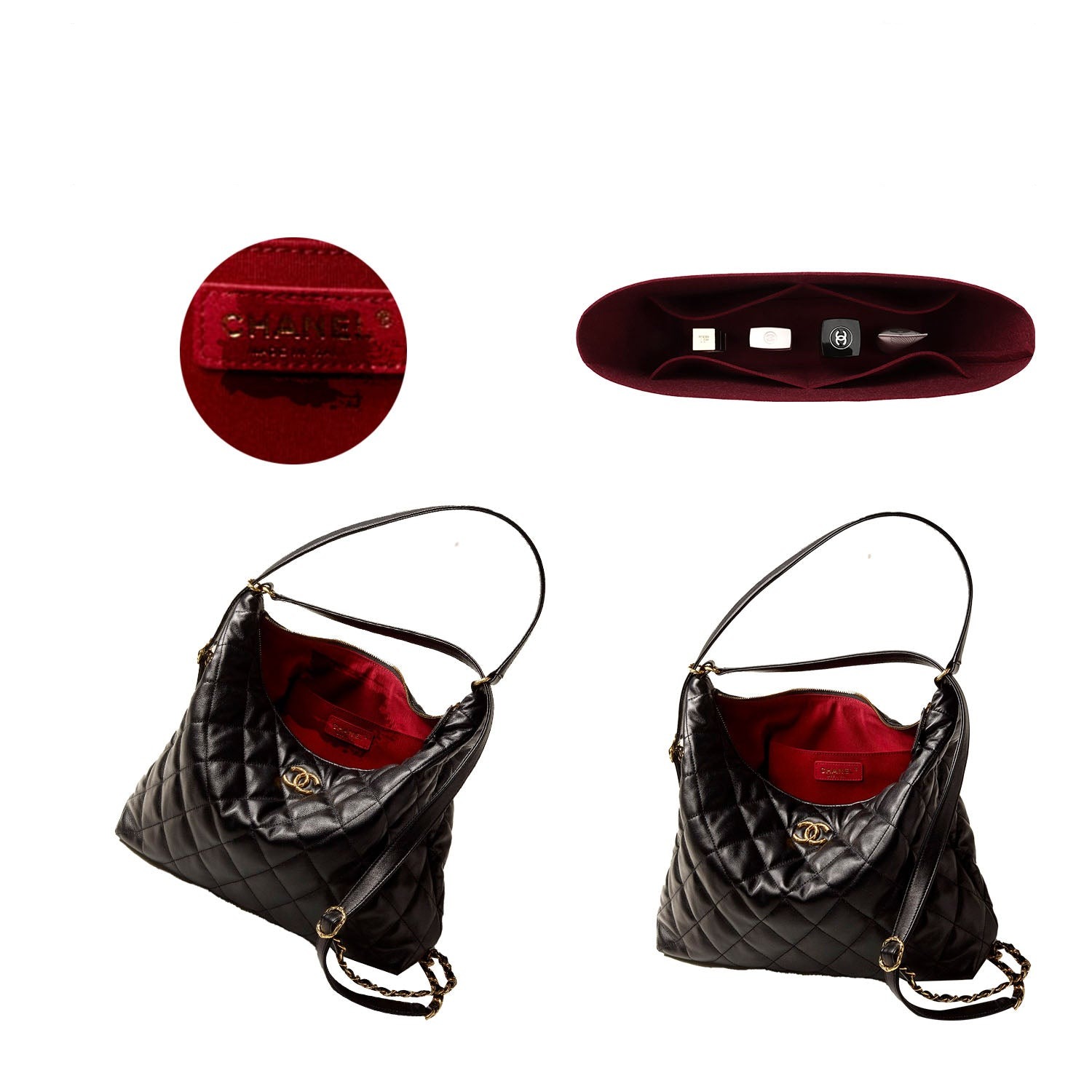 Premium Geldbörsen-Organizer für Chanel Maxi Hobo Bag – Weinrot / Individuelle Farbe product image 4
