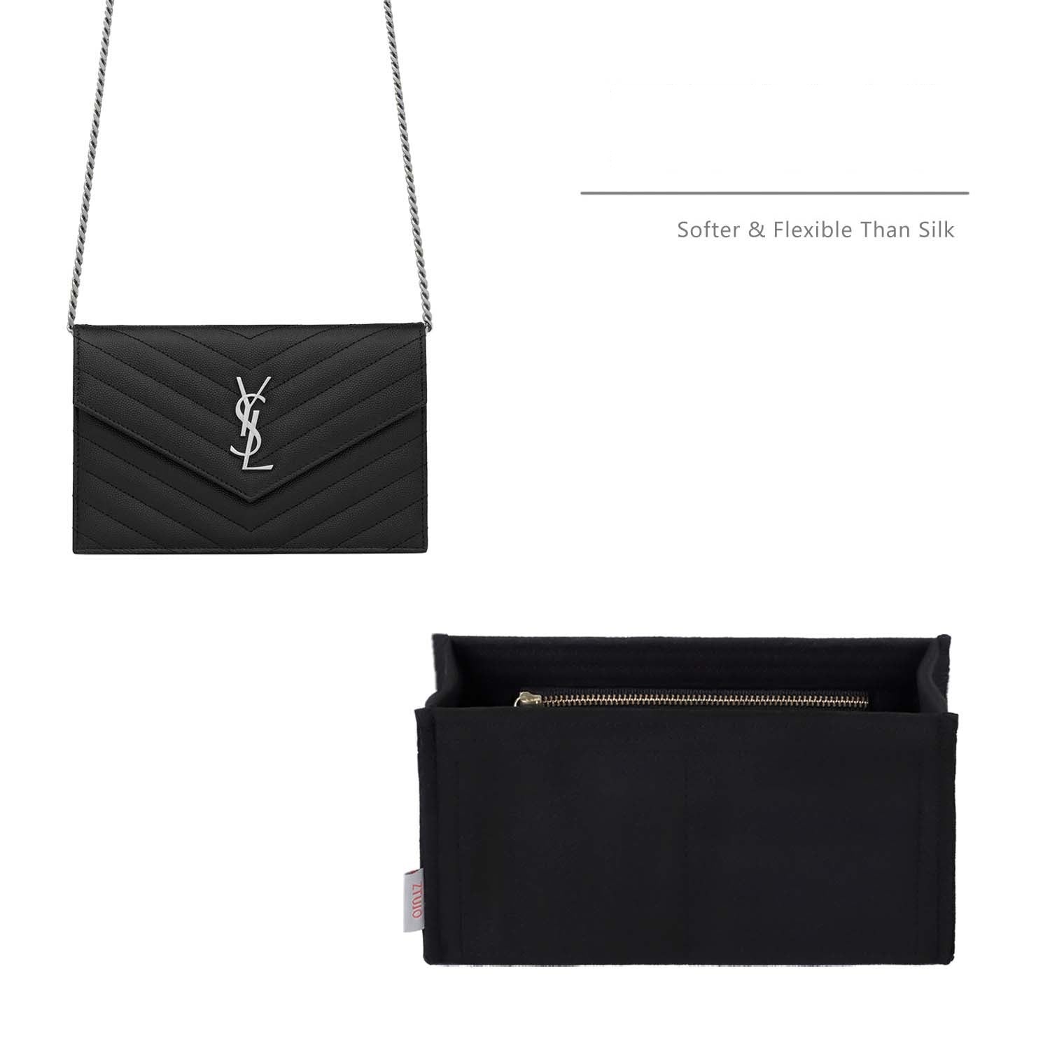 Premium Geldbörsen-Organizer für YSL Envelope WOC / Small / Medium / Large – weicher Filz, YKK-Reißverschluss product image 9