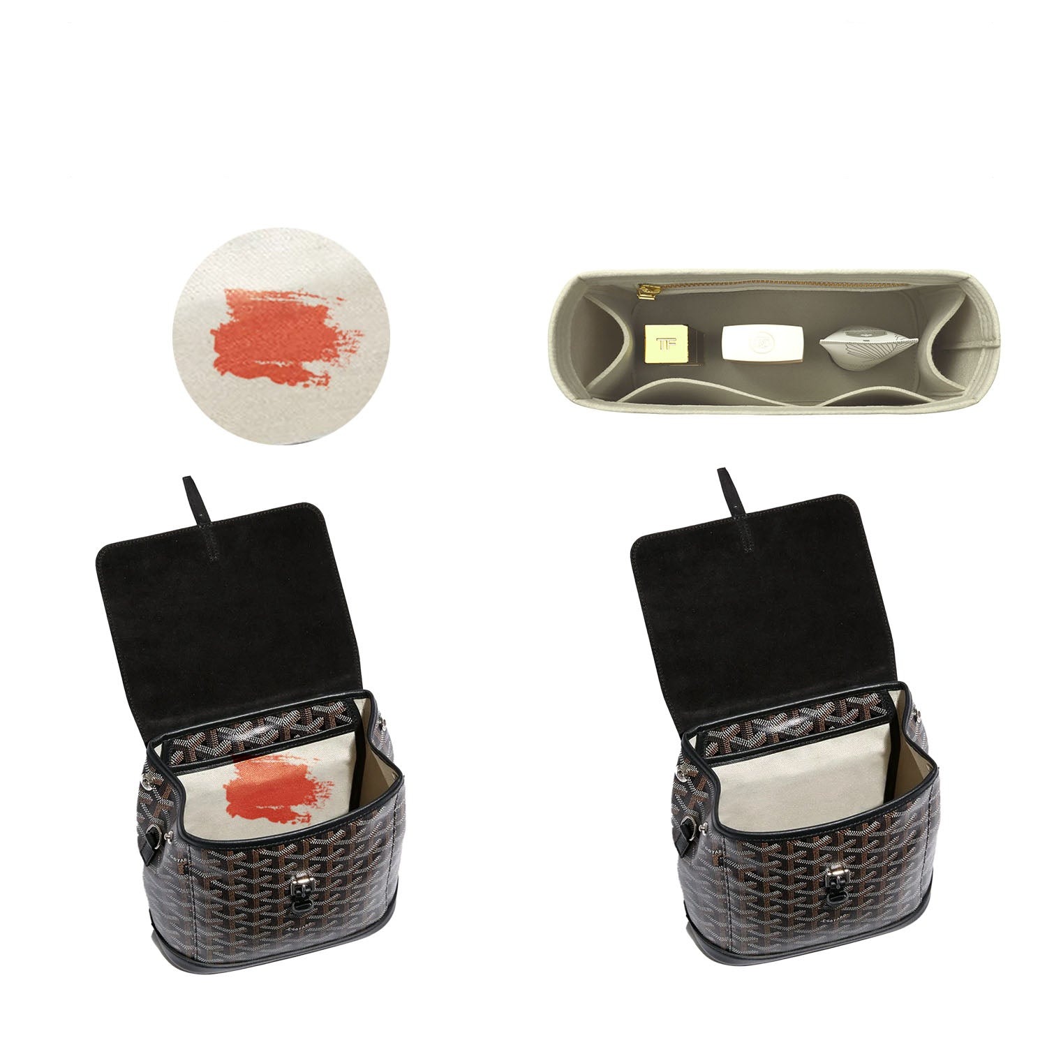 Premium-Handtaschenorganizer für Goyard Alpin Rucksack Mini / MM – 5 Fächer, YKK-Reißverschlüsse product image 4