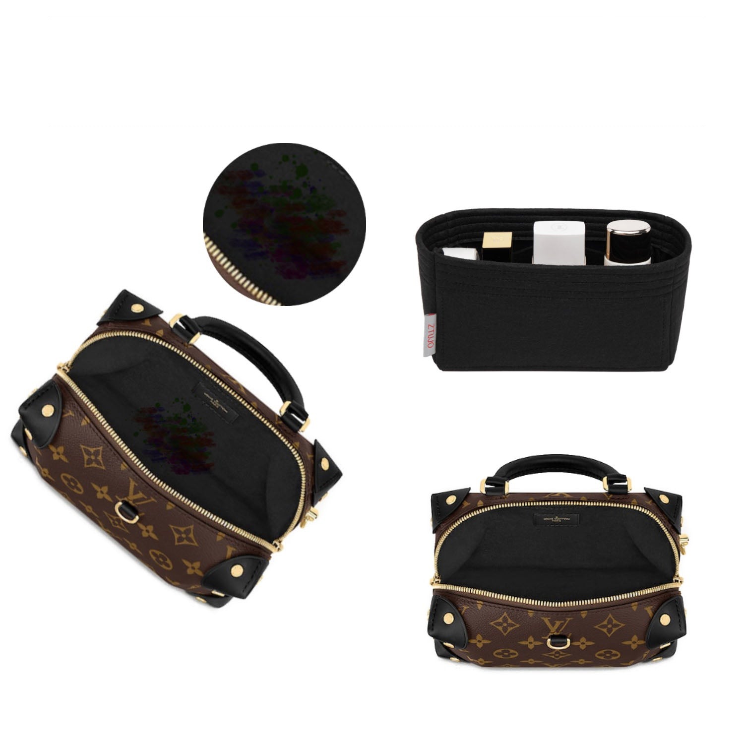 Premium Geldbörsen-Organizer für LV Petite Malle Souple – 3 Fächer, Schwarz oder Sonderfarbe product image 4