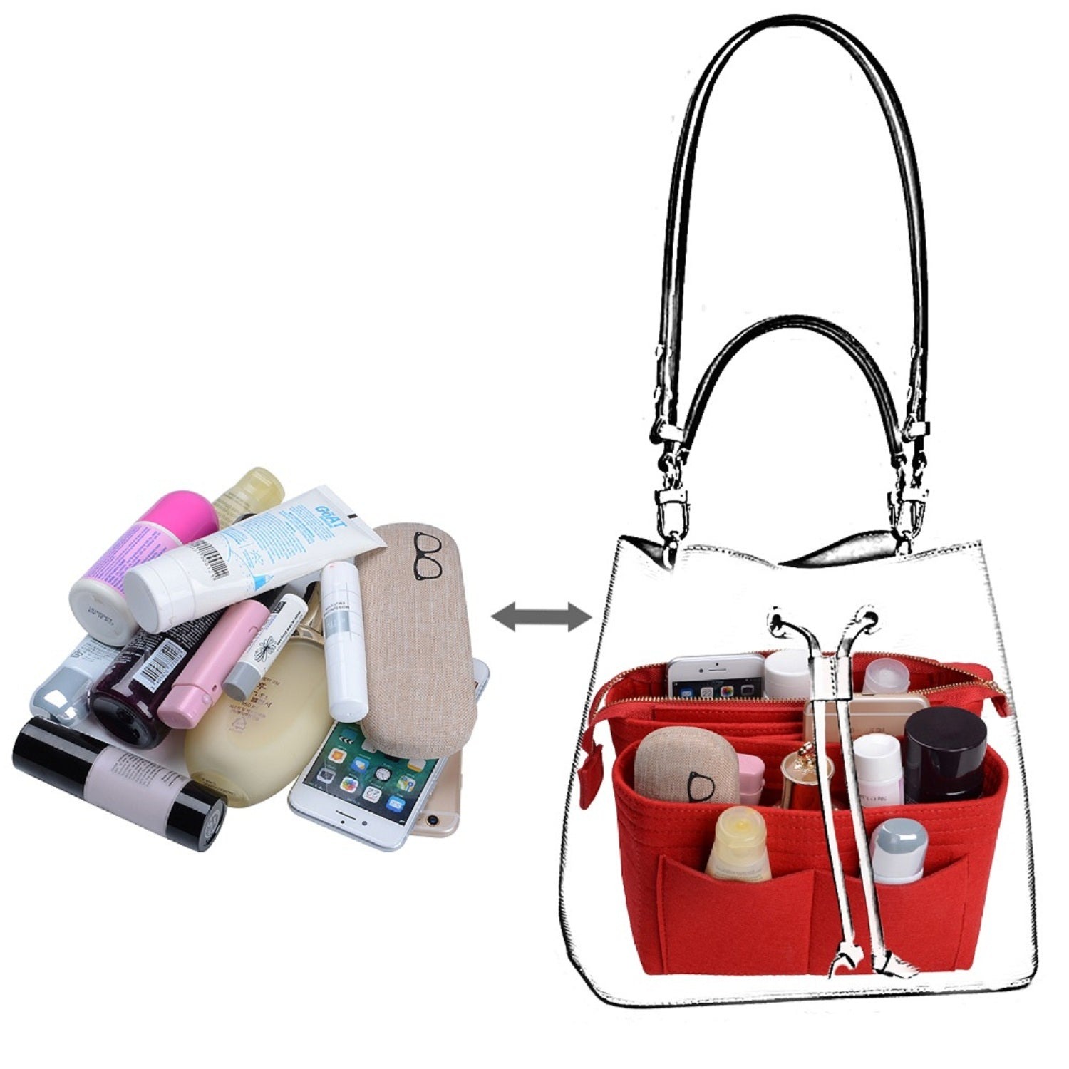 Handtaschen-Organizer, Bag-in-Bag-Einsatz im 2er-Pack für LV NeoNoé Noé-Serie product image 20