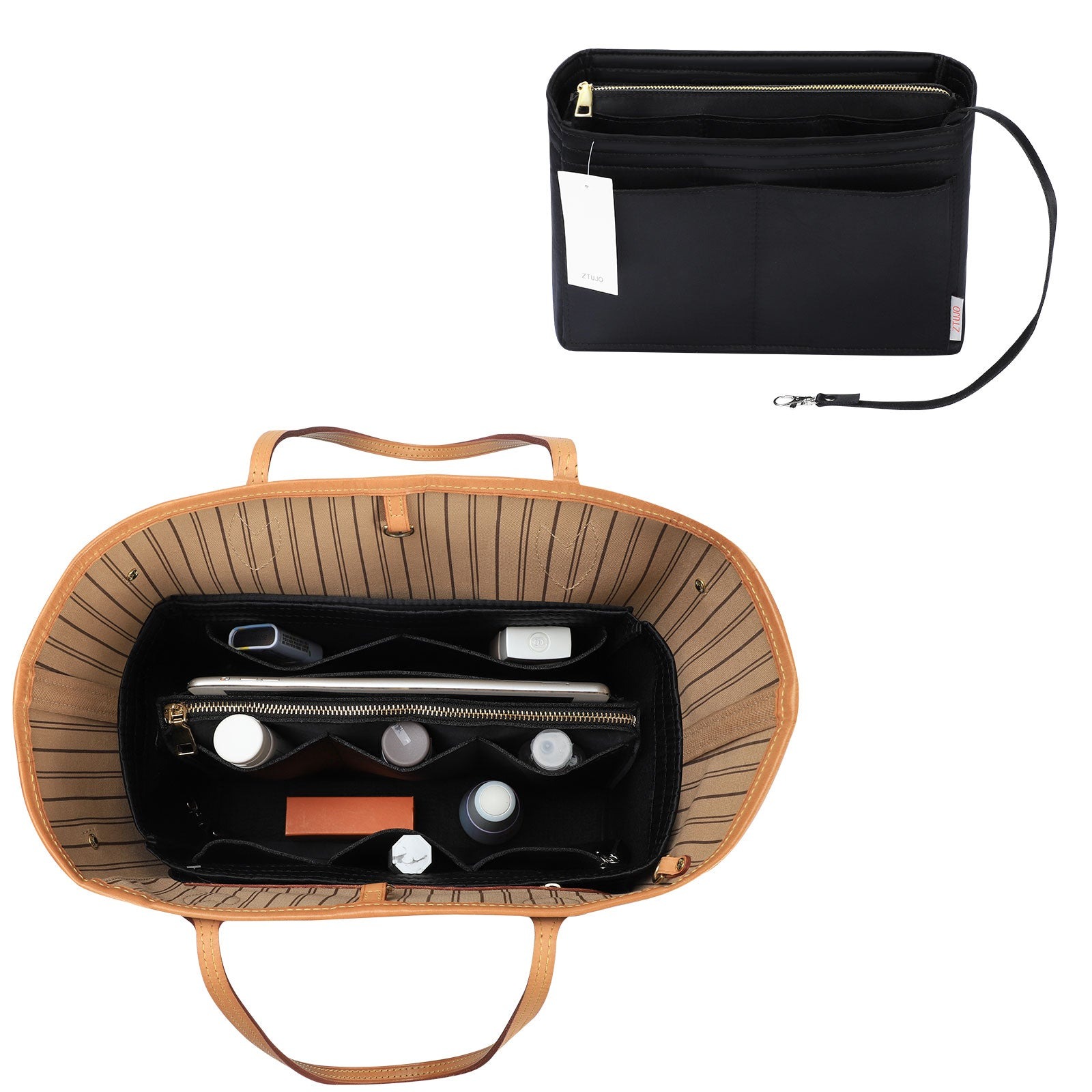 Taschenorganizer für LV Speedy Neverfull Tote – 6 Größen, Filz-Tascheneinsatz mit Reißverschluss product image 123