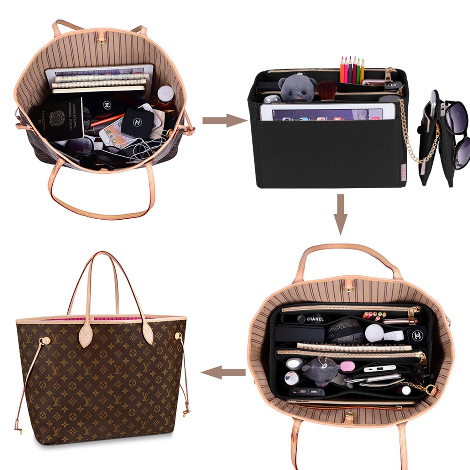 Taschenorganizer-Einlage für Designer-Handtaschen mit RFID-Schutzfach – Passt für LV Speedy, Neverfull & mehr product image 20