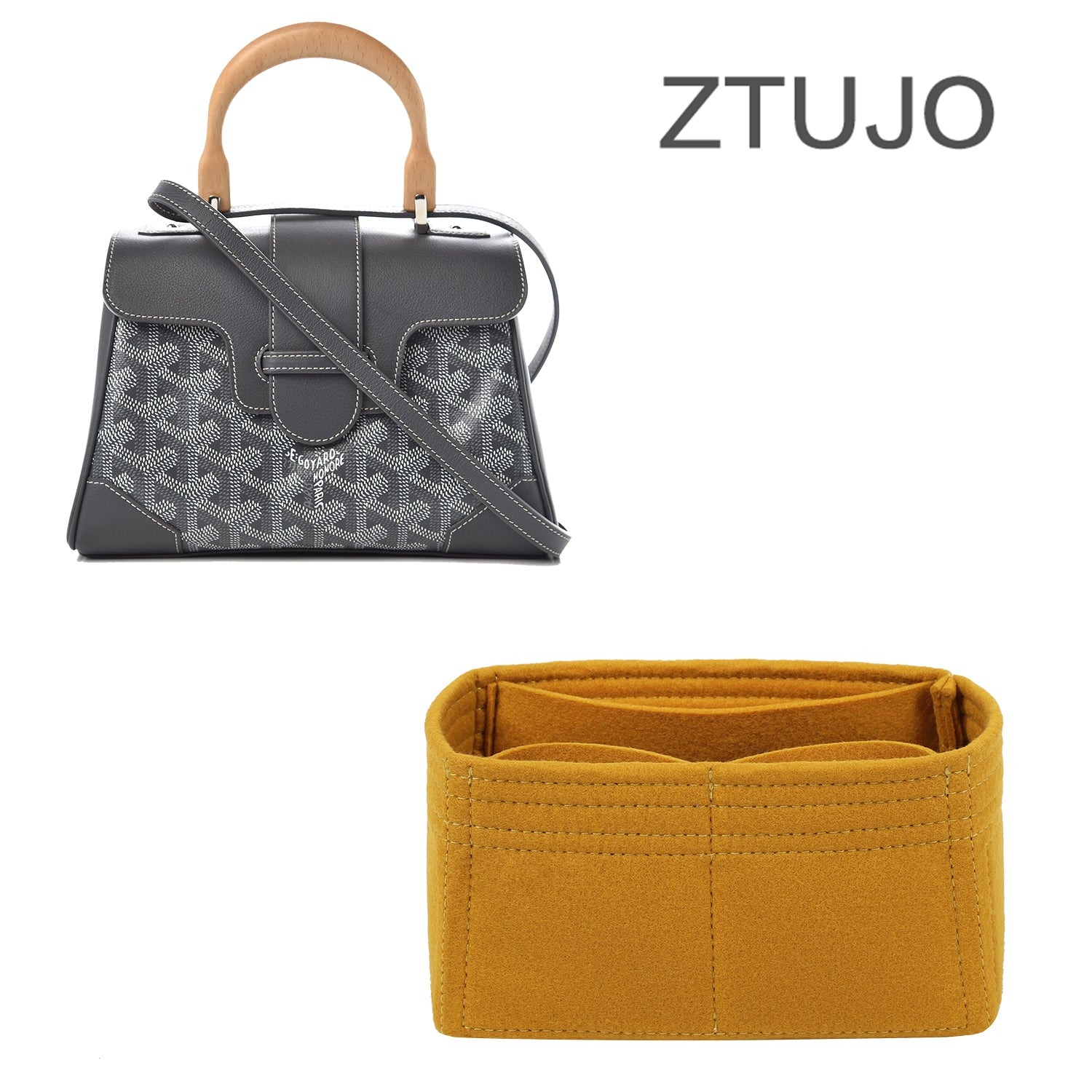Premium Geldbörsen-Organizer für Goyard Saigon Mini / PM – 4 Fächer, weicher Filz