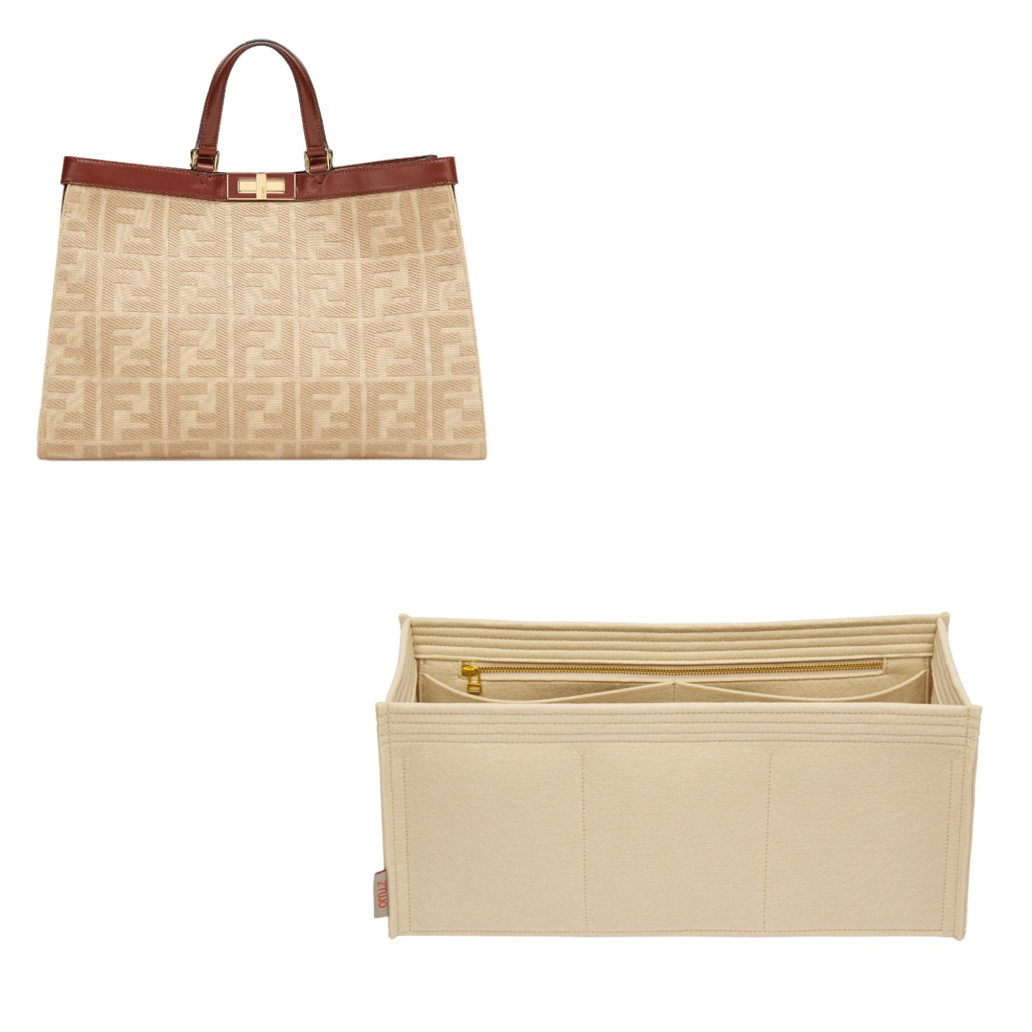 Taschenorganizer für Fendi Peekaboo X Tote Medium Perfekt – 6-Fächer Filzeinlage detail image 1