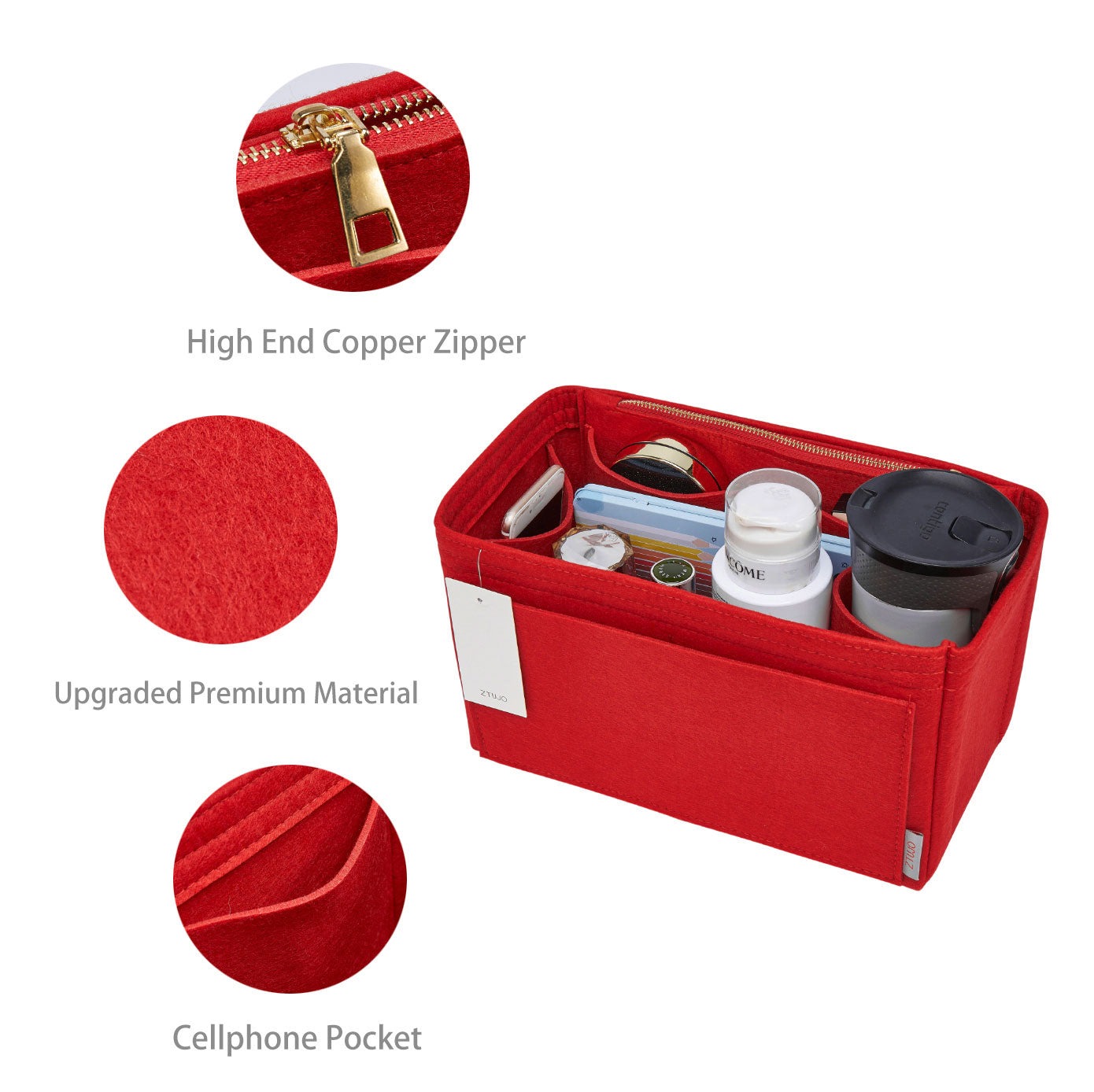 Filz-Einsatz für Handtaschen mit Flaschenhalter – Schlank Medium, Large, X-Large product image 9