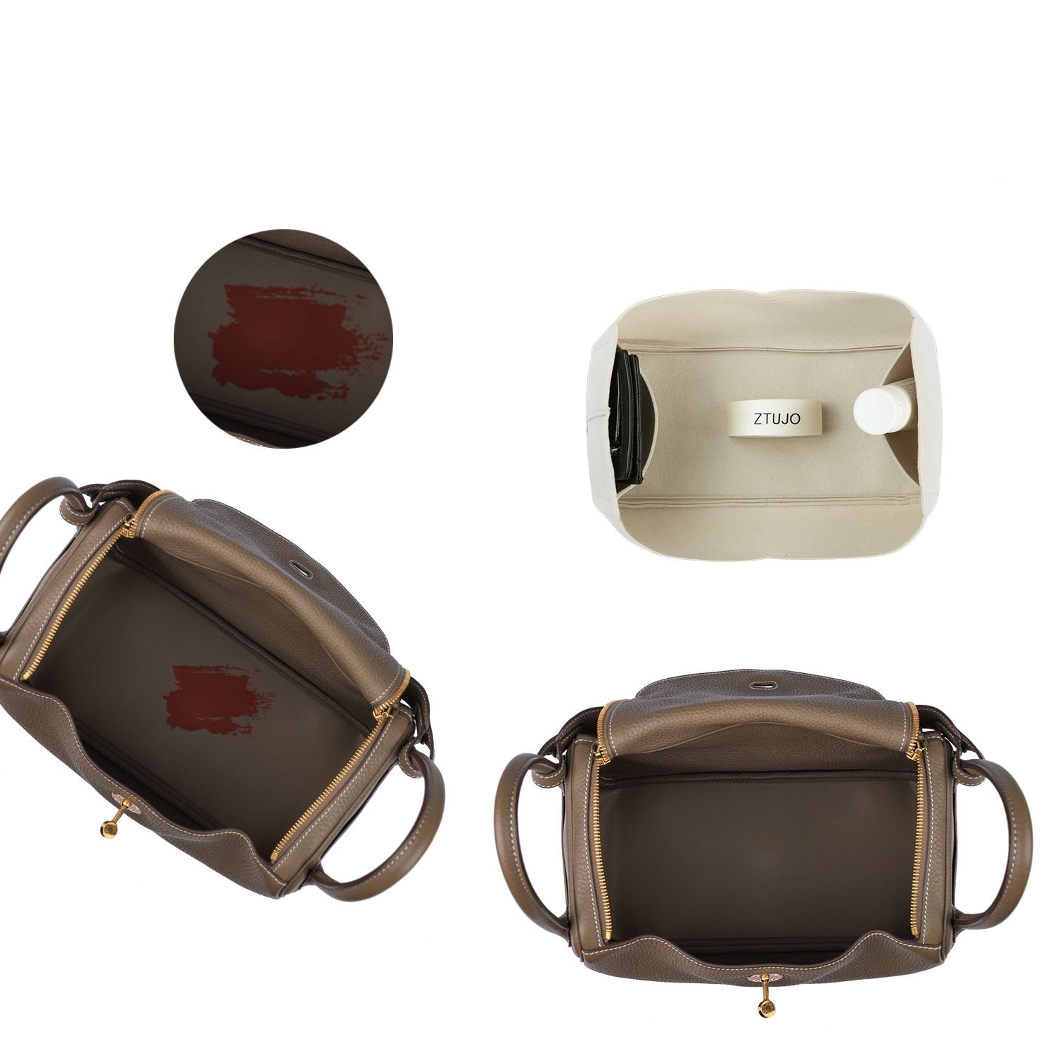 Organizer für Hermes Lindy Mini / 26 / 30 / 34 – Weicher Filzeinsatz für Taschen mit 2 Fächern detail image 3