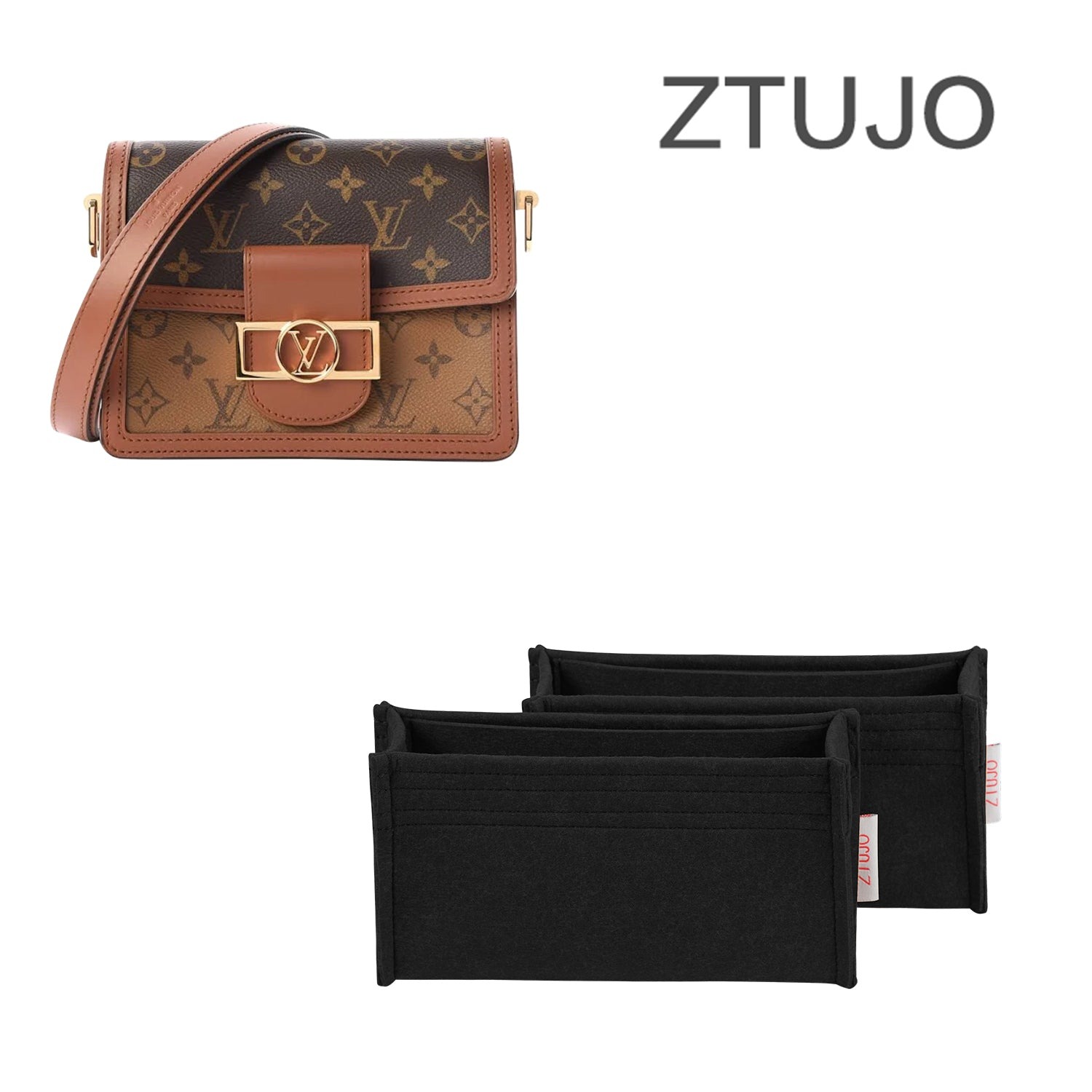 Premium Geldbörsen-Organizer für LV Dauphine Mini / Medium – 2 Fächer, weicher Filz