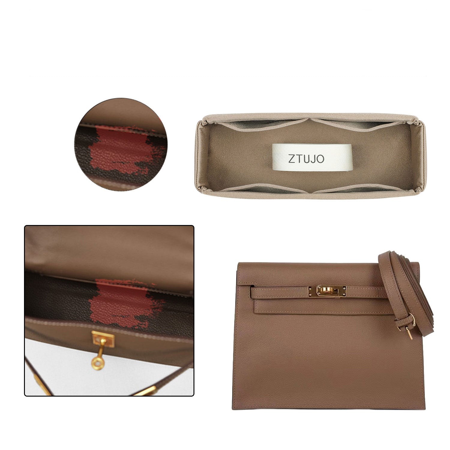 Seiden- & Satin-Taschenorganizer für Hermès Kelly Danse – 4 Fächer product image 5