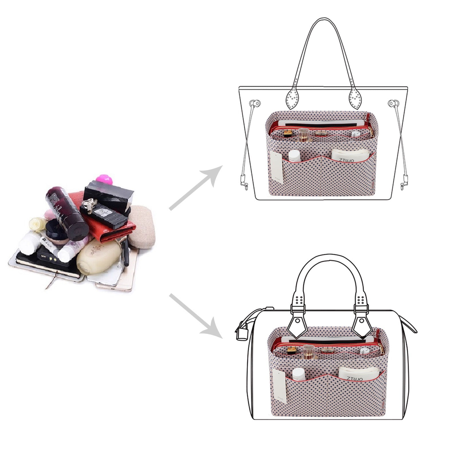 Taschenorganizer für LV Speedy Neverfull Tote – 6 Größen, Filz-Tascheneinsatz mit Reißverschluss product image 90