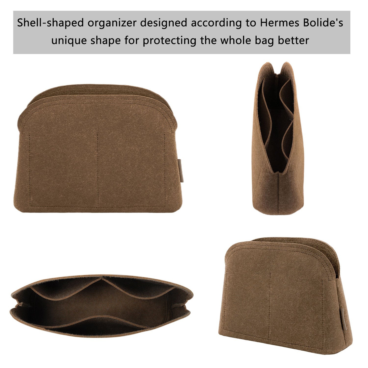 Muschelförmiger Taschenorganizer für Hermes Bolide Mini / 25 / 27 / 31 – Hellbraun oder Individualanfertigung detail image 1