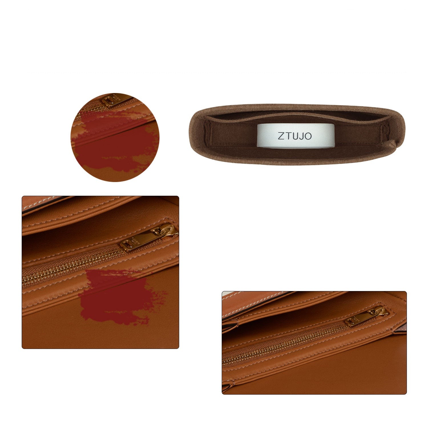 Premium Geldbörsen-Organizer für Celine Triomphe Teen / Medium / Large – Hellbraun oder Individuell detail image 4