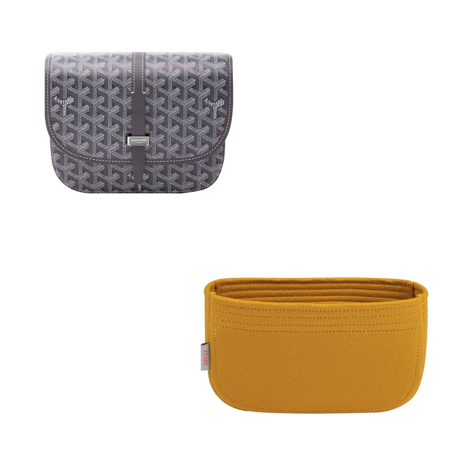 Premium Geldbörsen-Organizer für Goyard Belvedere PM / MM – 2 Fächer, weicher Filz