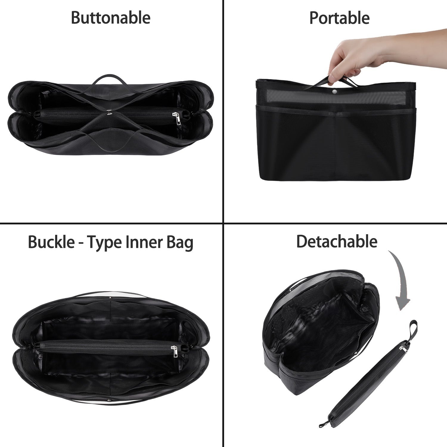 Handtaschen-Organizer-Einlage für Handtaschen – Mesh-Taschenorganizer mit Reißverschluss, passt für Speedy, Neverfull PM/MM, Le Pliage – Mittel, Groß, X-Groß product image 13