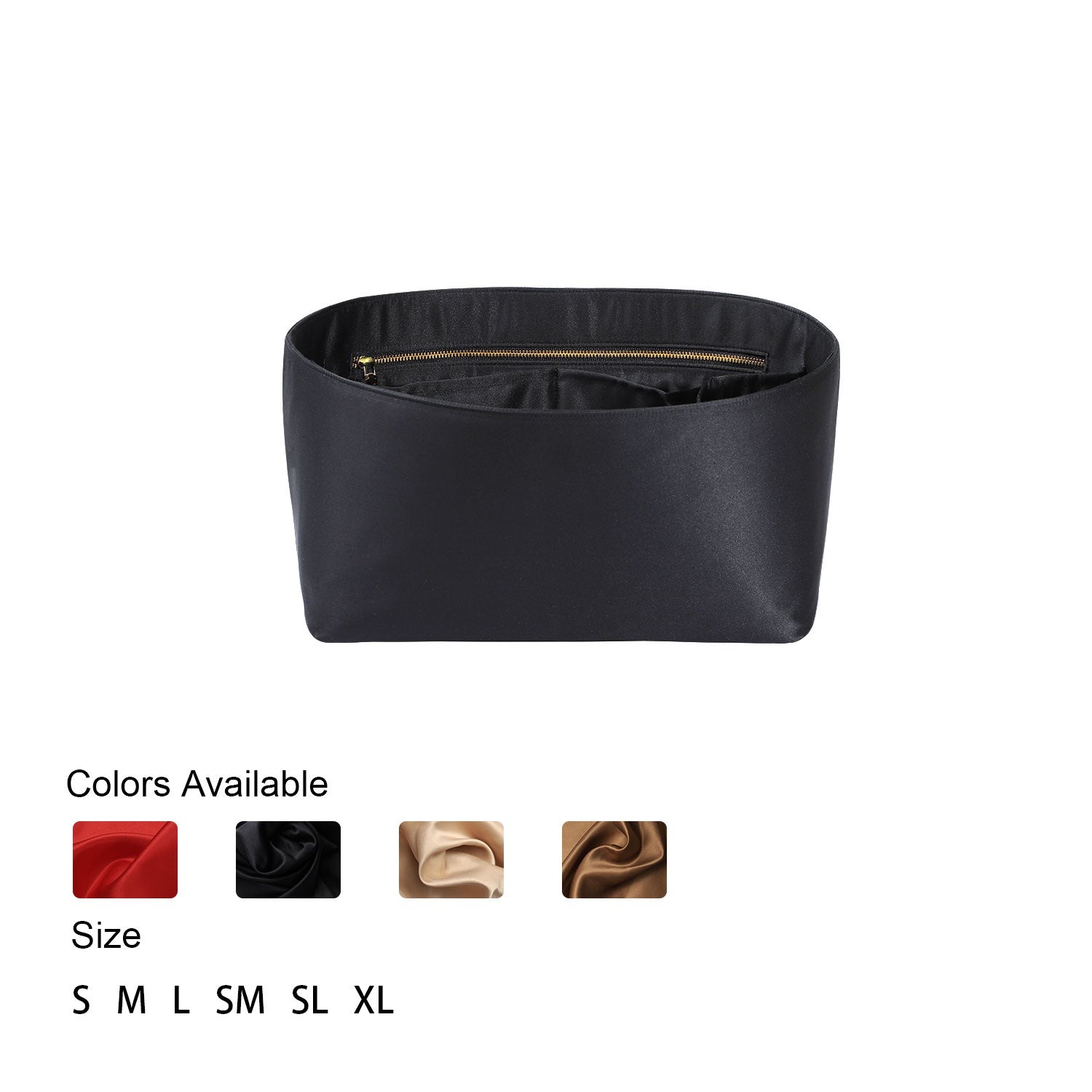 Seidiger Taschenorganizer-Einsatz für Handtaschen mit Reißverschluss – Passend für LV Neverfull, Speedy, Onthego, Artsy, Tote – 6 Größen product image 14