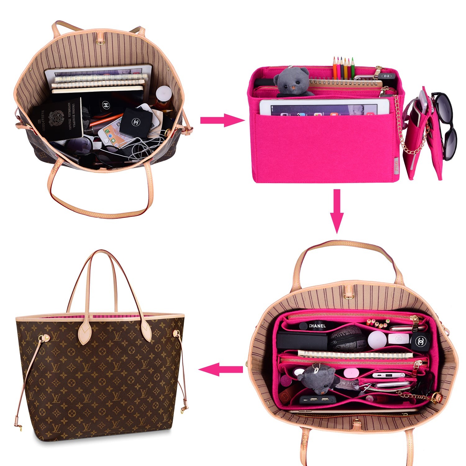 Taschenorganizer-Einlage für Designer-Handtaschen mit RFID-Schutzfach – Passt für LV Speedy, Neverfull & mehr product image 34