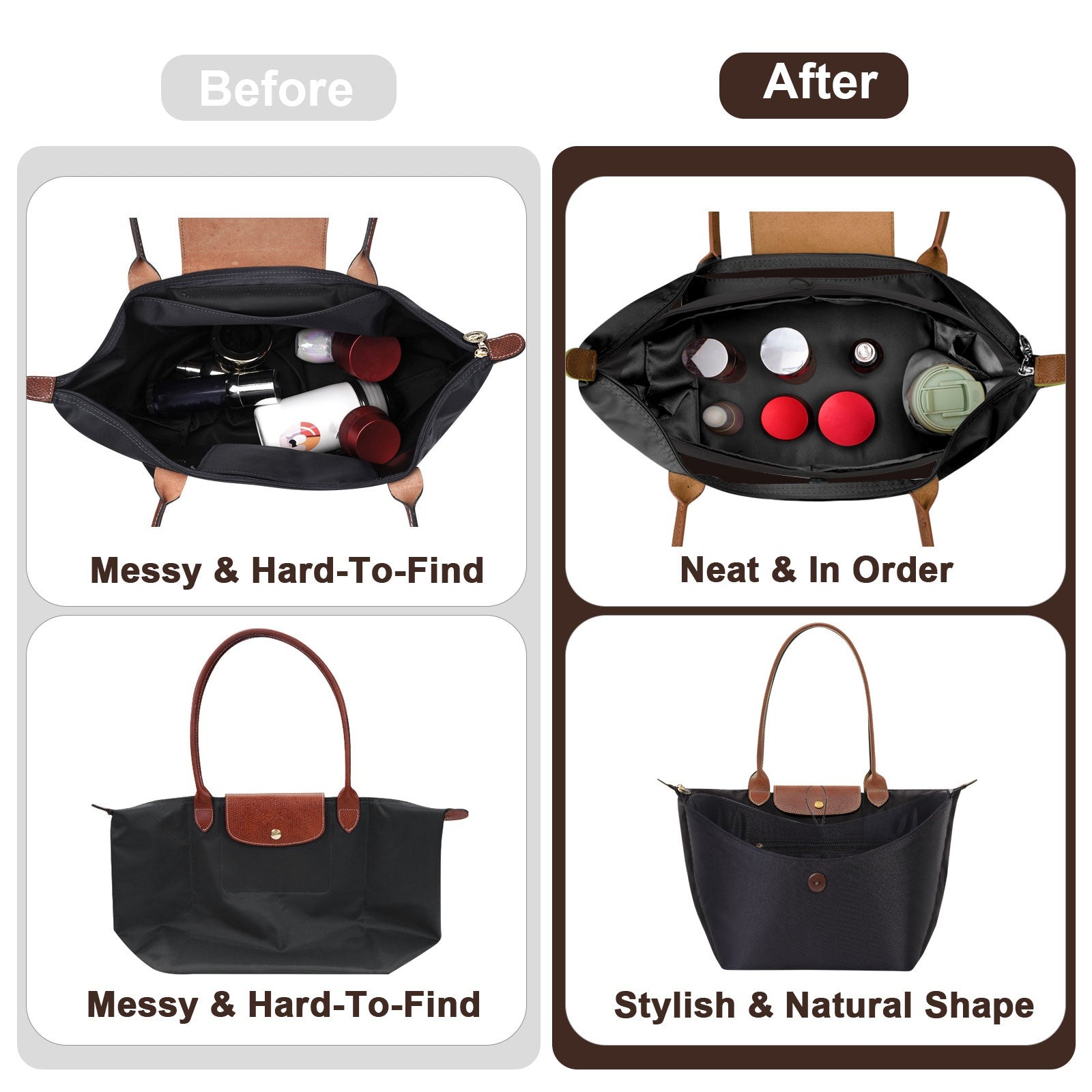 INNERBAG Taschenorganizer-Einsatz für LongChamp Le Pliage, Energy, Schultertasche, Top Handle, Xtra product image 10