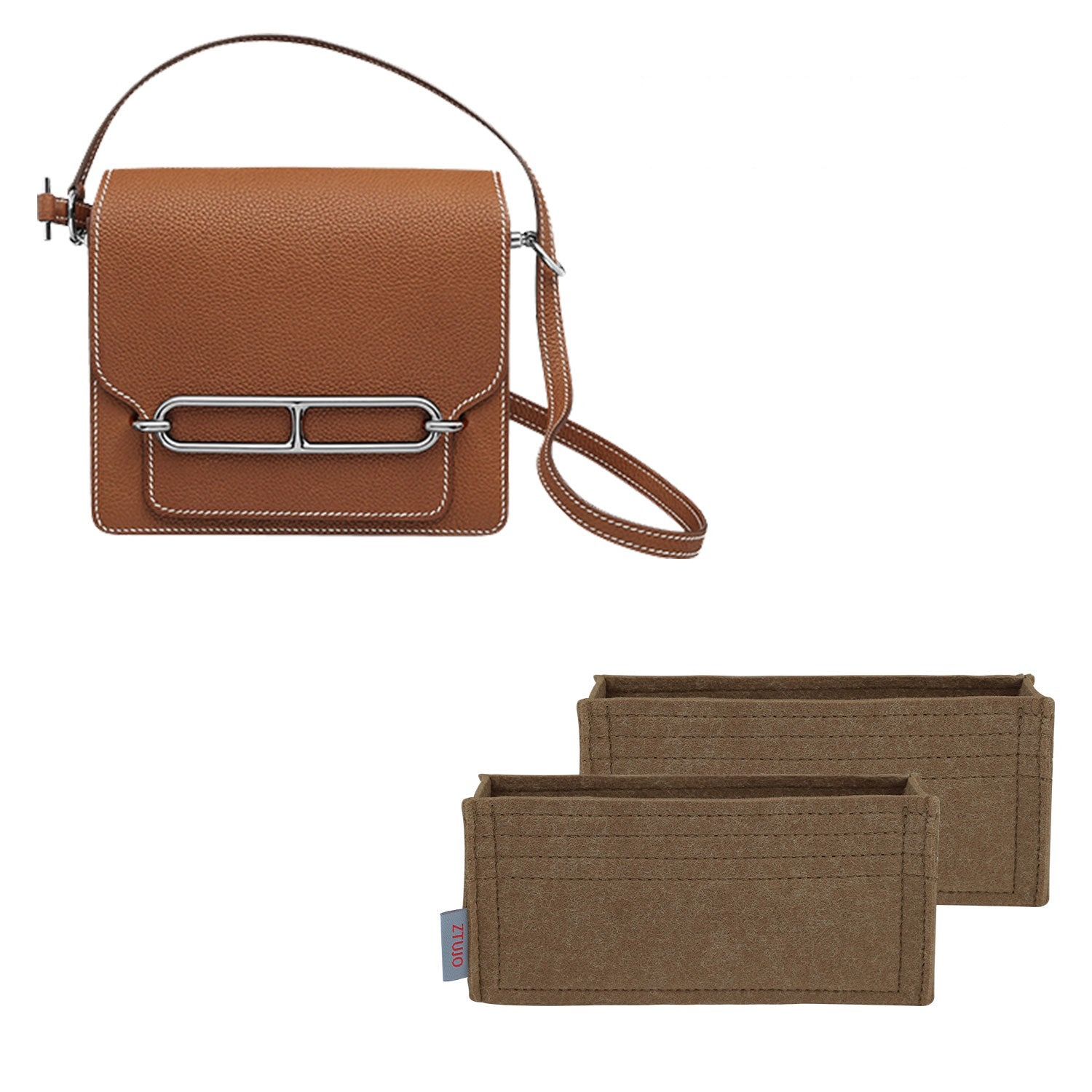Taschenorganizer für Hermes Roulis Mini / 23 – Filzeinlage mit 2 Fächern