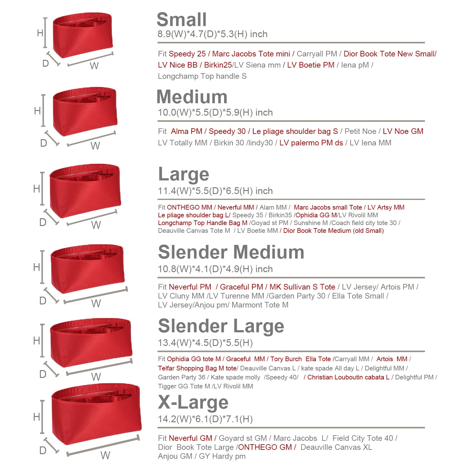 Seidiger Taschenorganizer-Einsatz für Handtaschen mit Reißverschluss – Passend für LV Neverfull, Speedy, Onthego, Artsy, Tote – 6 Größen product image 17
