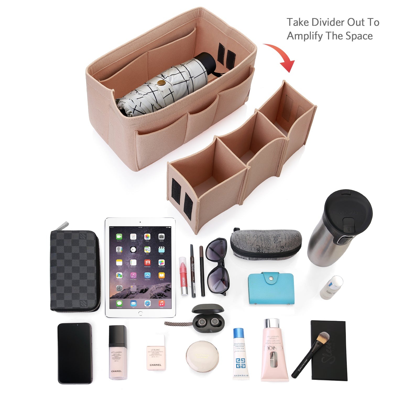 Filzeinlage-Beutelorganizer für Handtasche – Passt für LV Speedy 25 / 30 / 35 / 40, Neverfull MM / GM product image 4