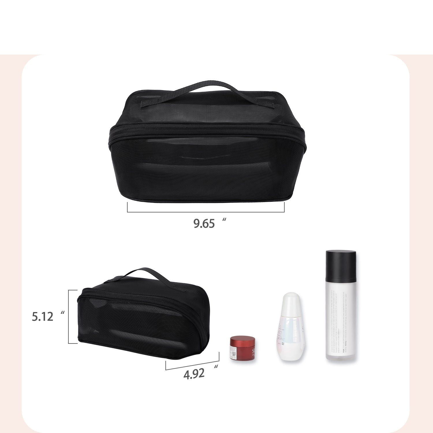 Reise-Kosmetiktasche, Kosmetiktasche mit großem Fassungsvermögen für Frauen, Kulturbeutel aus Mesh mit Organizer-Einteilung und Tragegriff product image 5