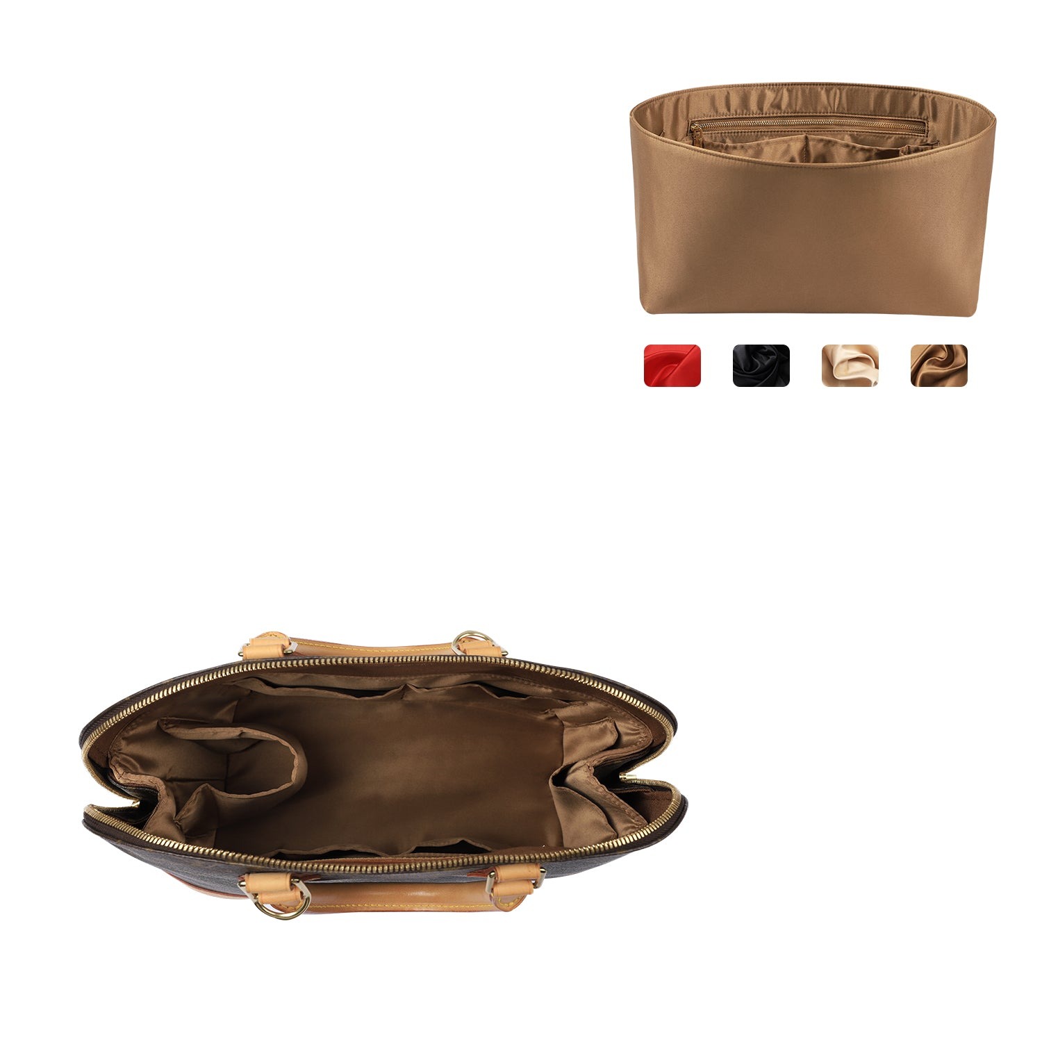 Seidiger Taschenorganizer-Einsatz für Handtaschen mit Reißverschluss – Passend für LV Neverfull, Speedy, Onthego, Artsy, Tote – 6 Größen product image 22
