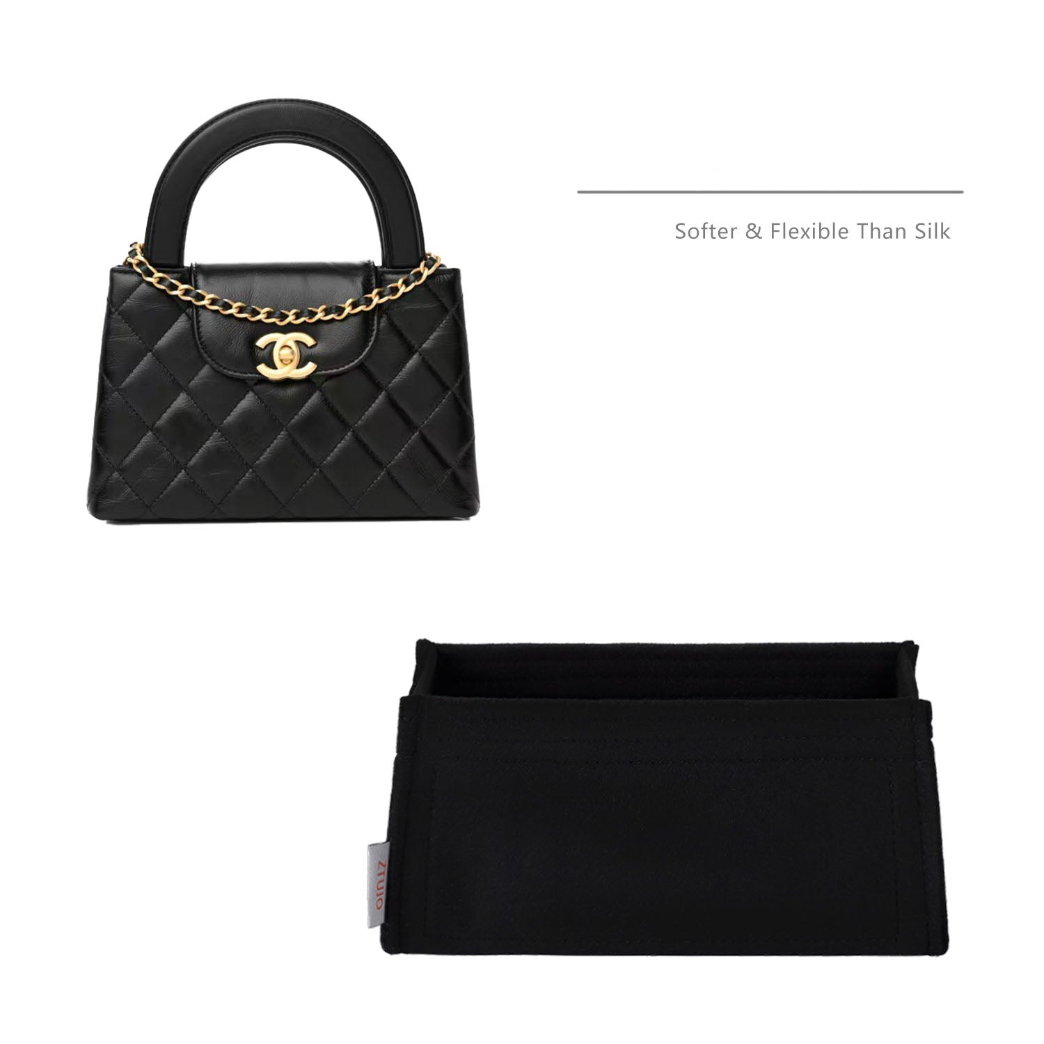 Organizer für Chanel Kelly Bag – Premium-Filzeinlage mit YKK-Reißverschlüssen