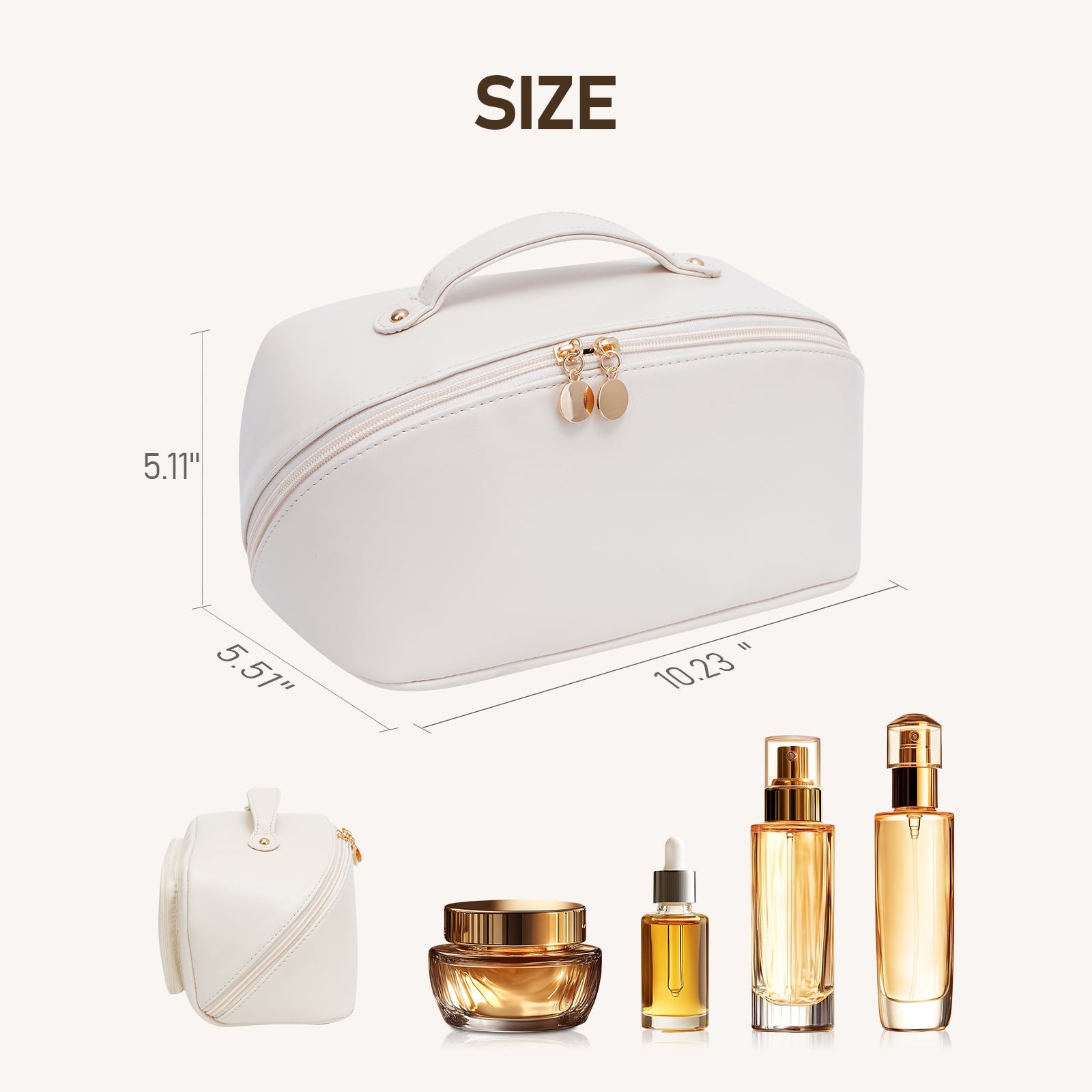 Große Kapazität, wasserdichte Kosmetiktasche aus PU-Leder für Damen – Make-up-Organizer mit Trennwand und Tragegriff product image 52