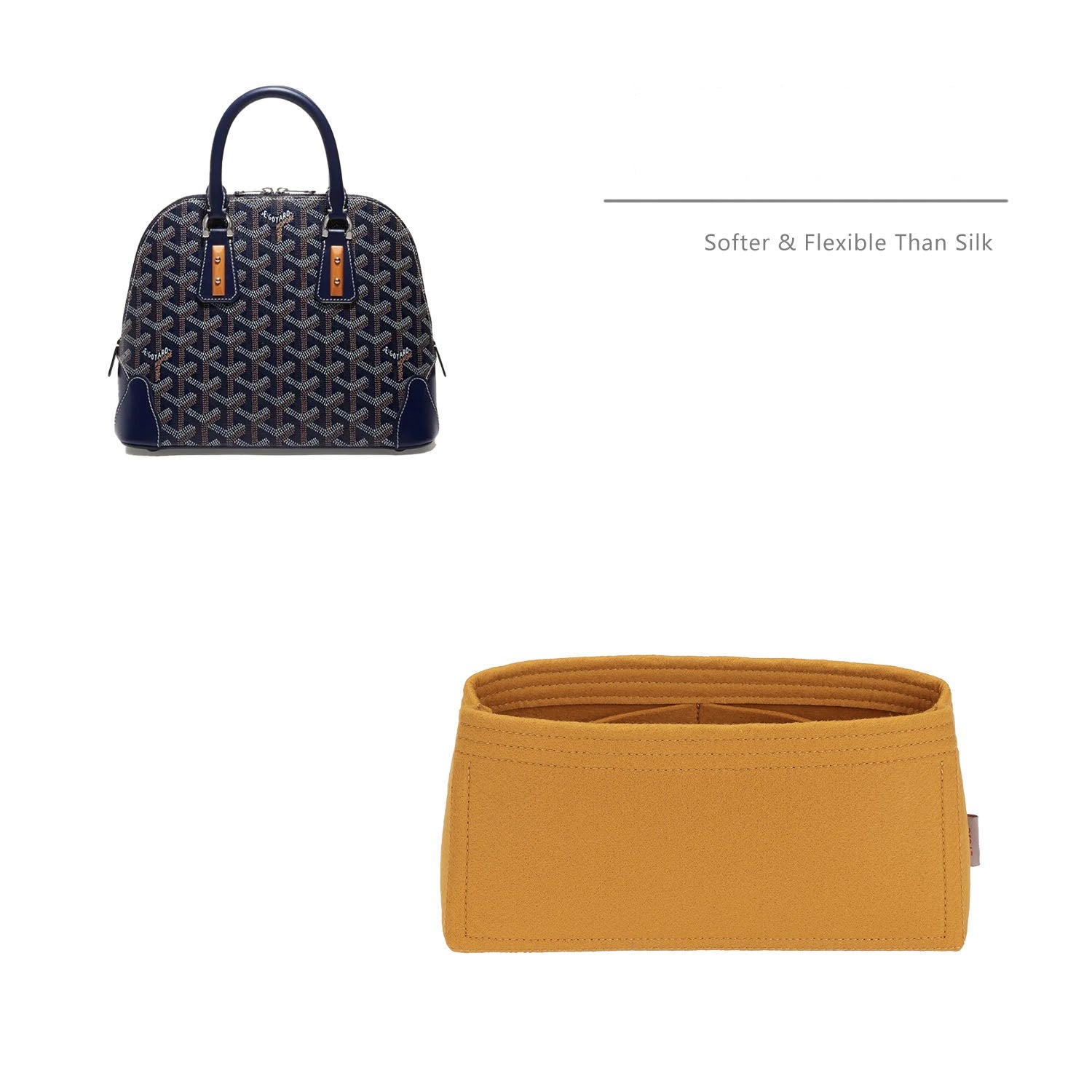 Premium Handtaschen Organizer für Goyard Vendome Mini / PM – 3 Fächer, weicher Filz