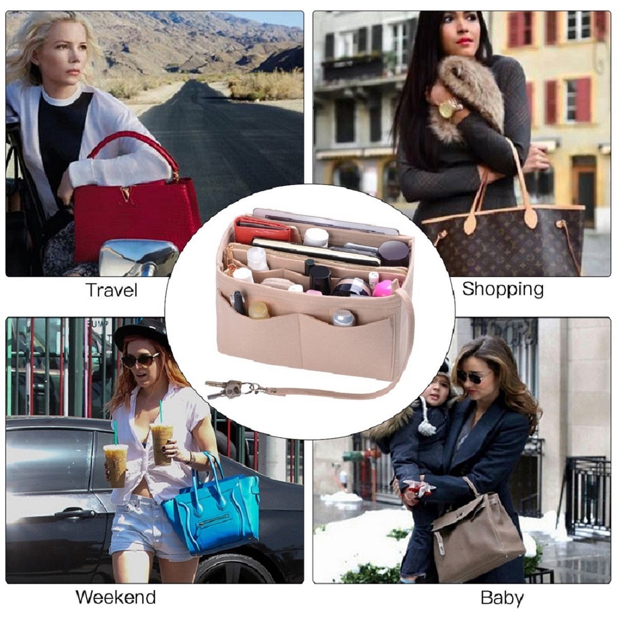Taschenorganizer für LV Speedy Neverfull Tote – 6 Größen, Filz-Tascheneinsatz mit Reißverschluss product image 7