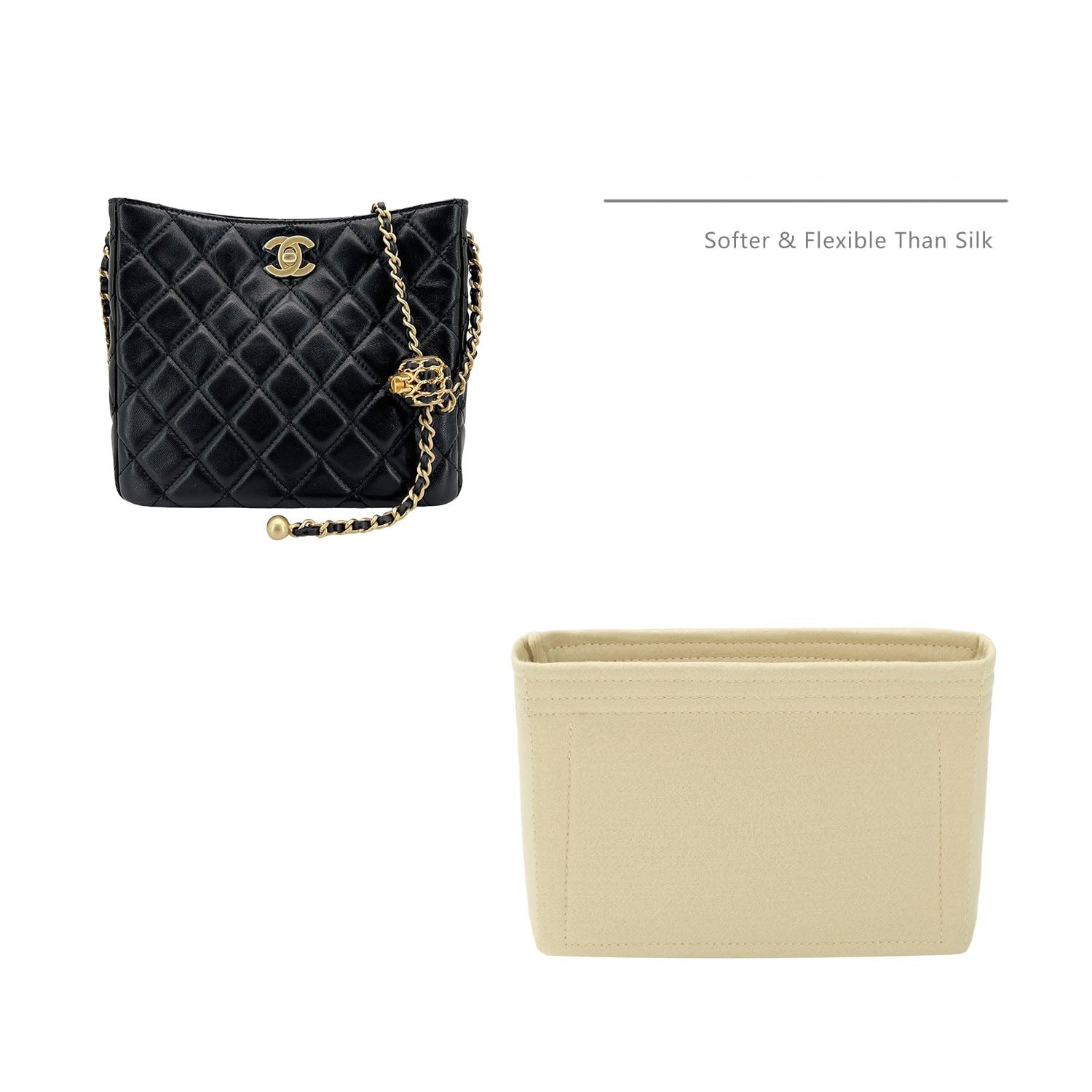Taschenorganizer für Chanel 22S/23C – Premium-Filzeinlage mit 3 Taschen