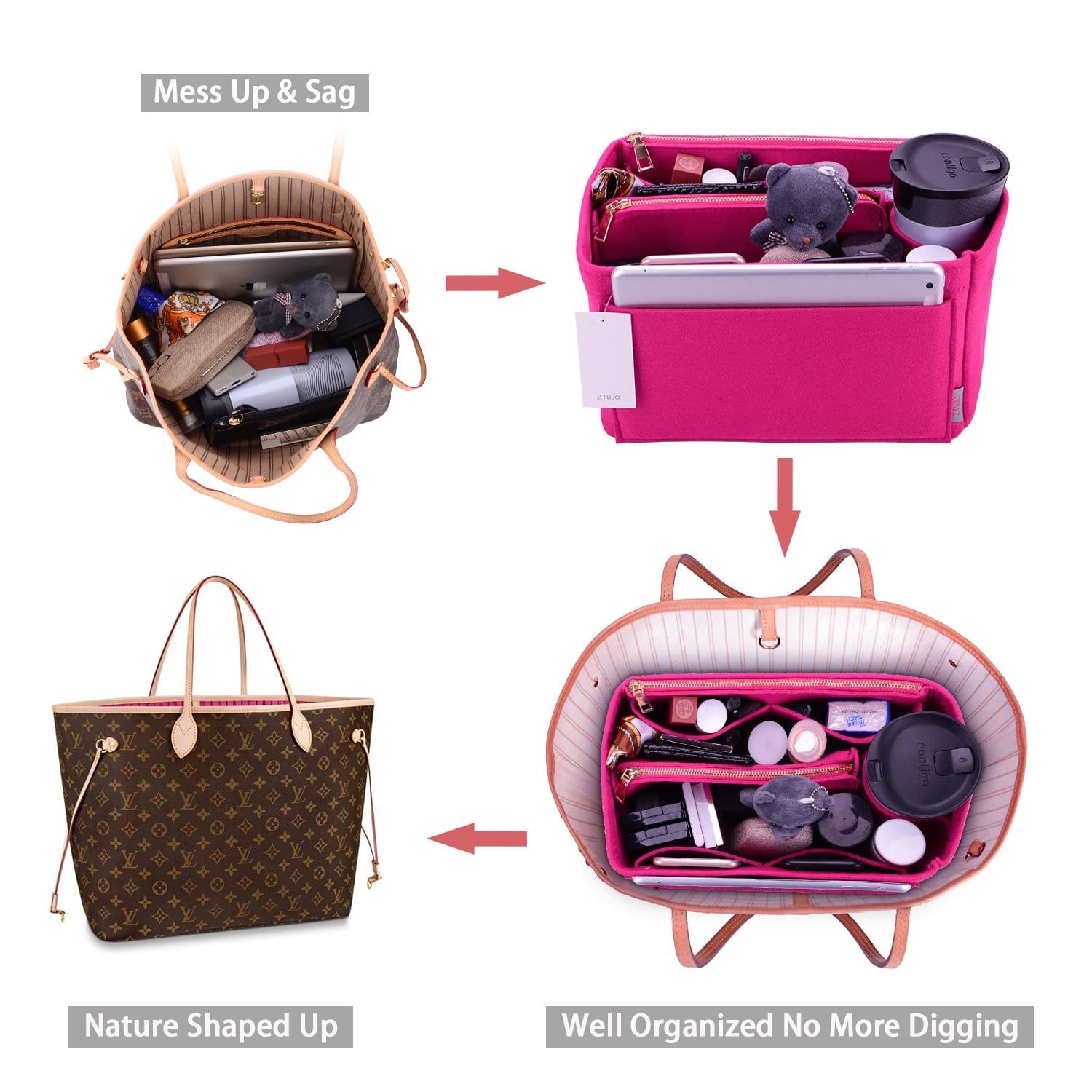 Organizer-Einlage für LV Speedy, Neverfull, Graceful, Tote – Filz-Taschenformer product image 27