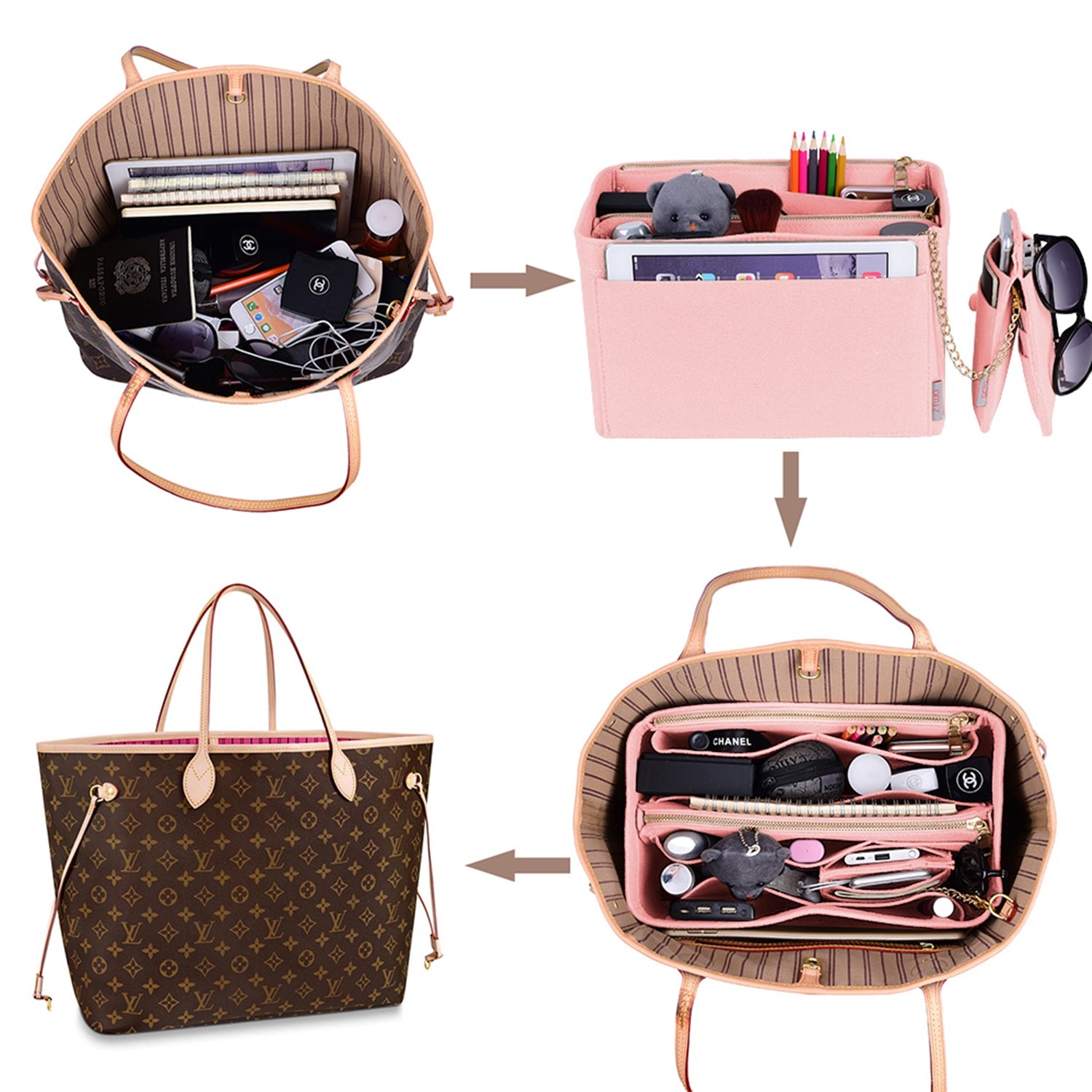Taschenorganizer-Einlage für Designer-Handtaschen mit RFID-Schutzfach – Passt für LV Speedy, Neverfull & mehr product image 6