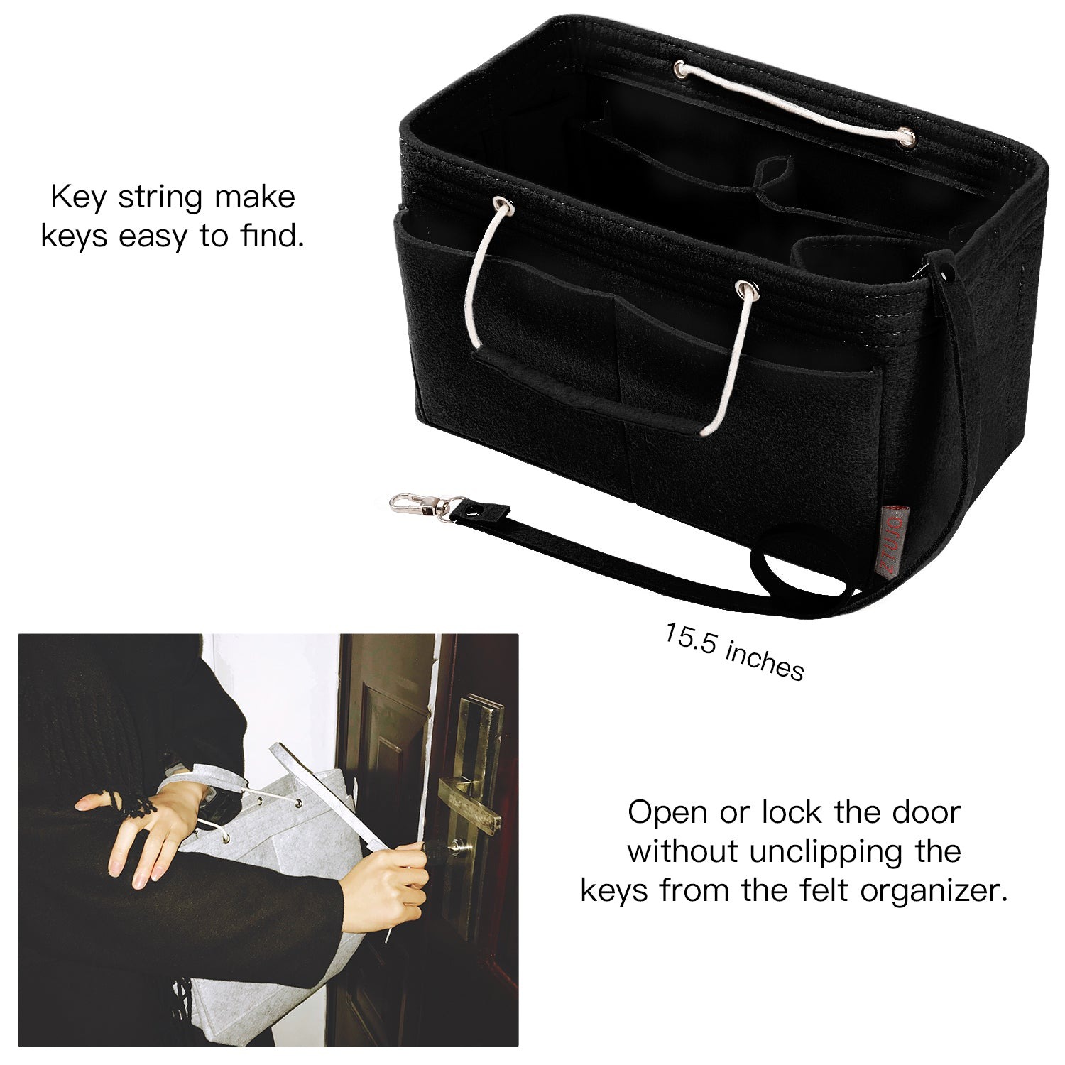 Mehrfachtaschen-Filz-Organizer für Handtaschen mit Griffen – Passend für LV Speedy 30, 35 & Neverfull MM (Medium/Large) product image 19