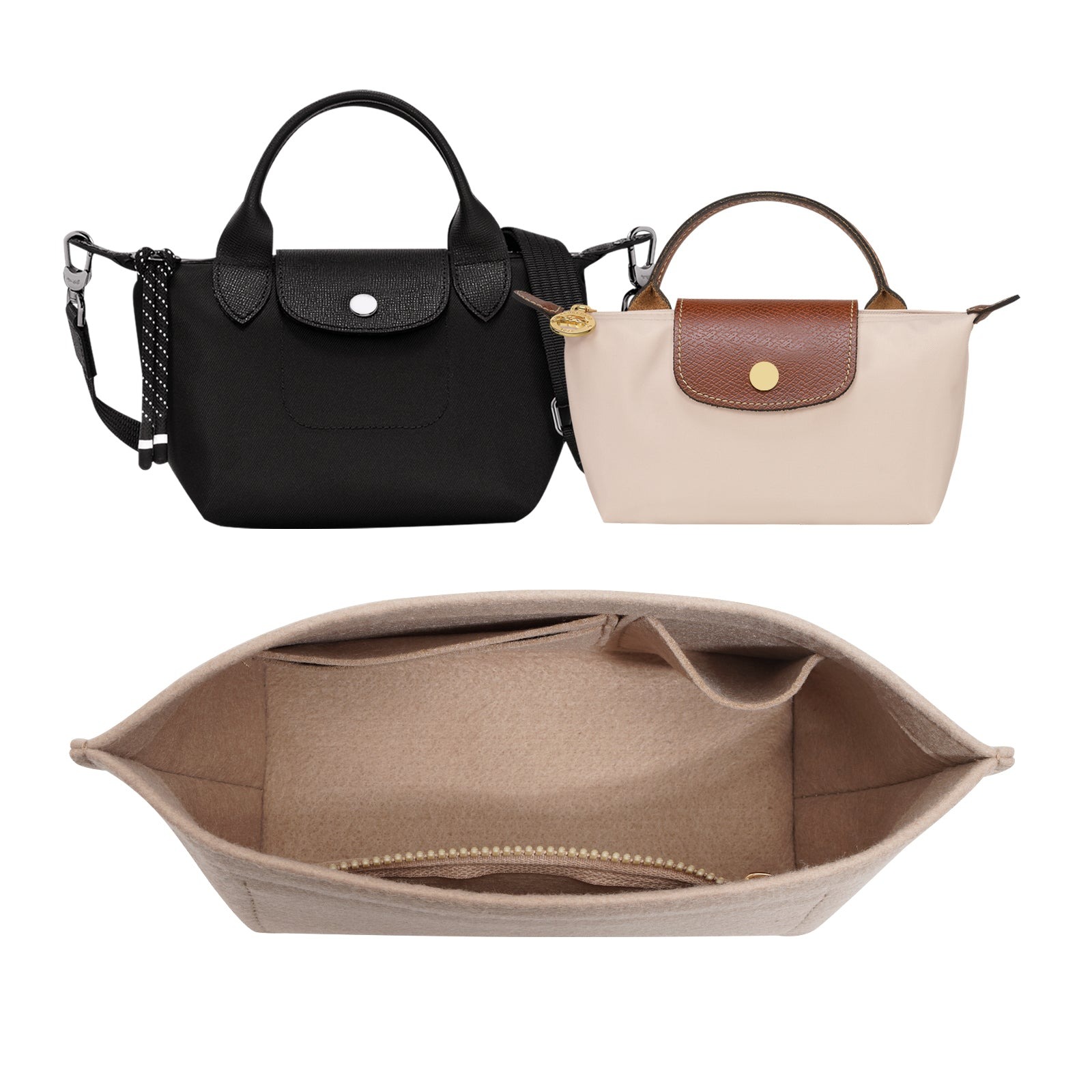 Taschenorganizer-Einlage für Longchamp Le Pliage Mini und Xtra XS Handtasche, Xtra XS Pouch