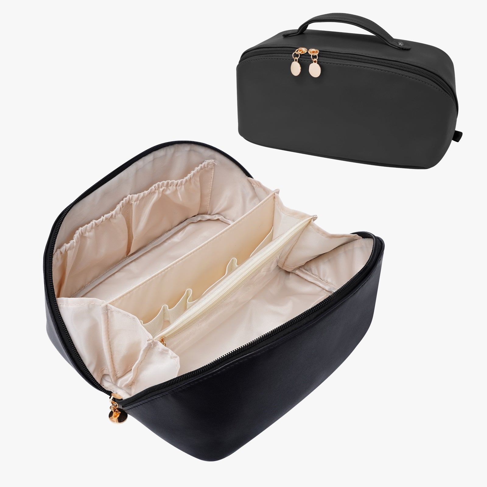 Große Kapazität, wasserdichte Kosmetiktasche aus PU-Leder für Damen – Make-up-Organizer mit Trennwand und Tragegriff product image 10