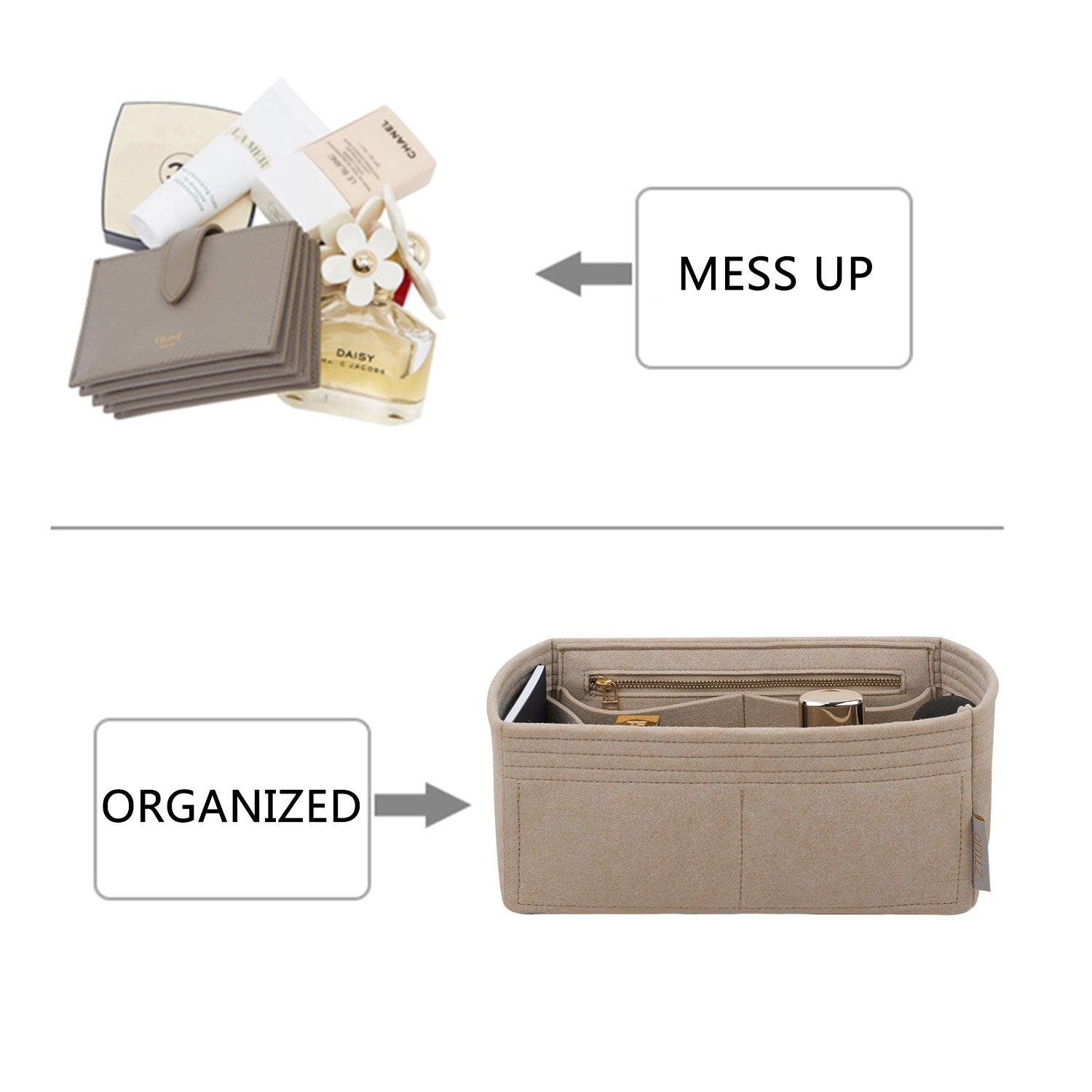 Premium Geldbörsen-Organizer für LV Nice Nano / Mini / BB – 7 Fächer, YKK-Reißverschlüsse product image 4