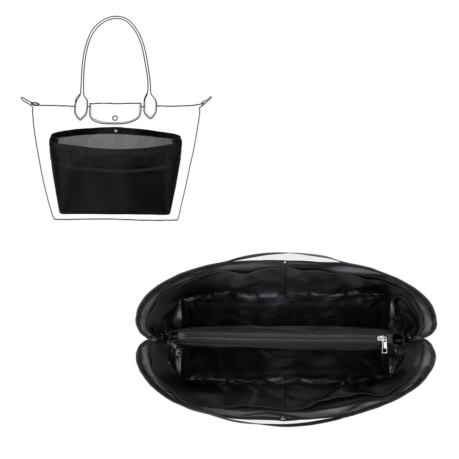 Handtaschen-Organizer-Einlage für Handtaschen – Mesh-Taschenorganizer mit Reißverschluss, passt für Speedy, Neverfull PM/MM, Le Pliage – Mittel, Groß, X-Groß product image 9