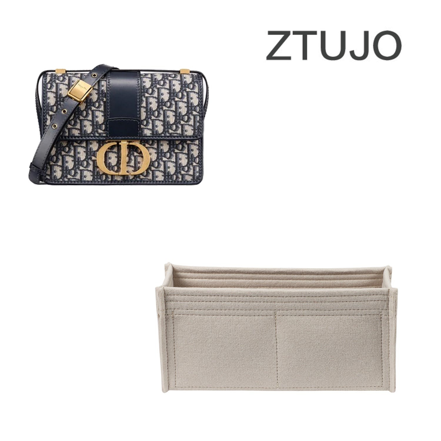 Premium Handtaschen-Organizer für Dior 30 Montaigne – 3 Fächer, Warmgrau oder individuell