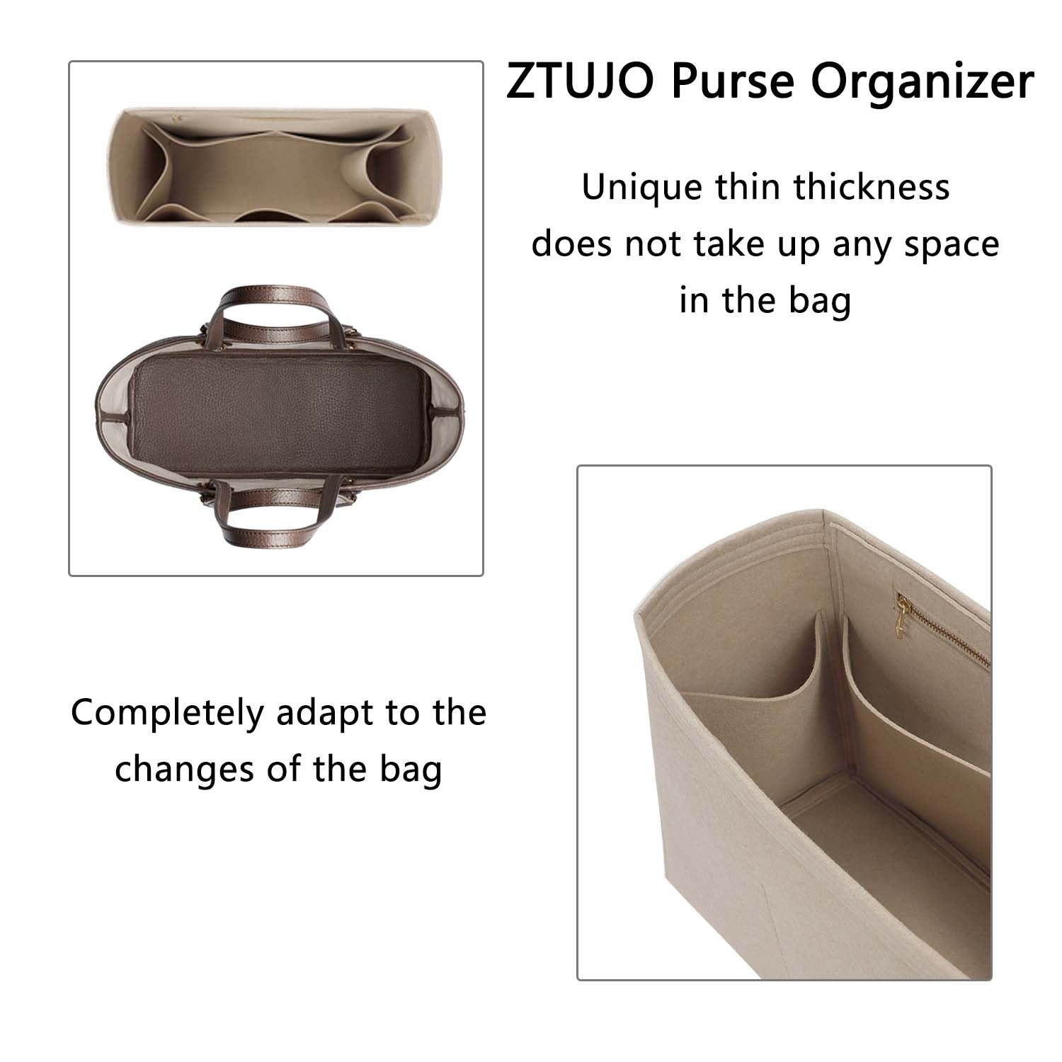 Premium-Handtaschenorganizer für Gucci Ophidia GG Tote – 8 Fächer, Fleischgrau / Sonderfarbe detail image 4