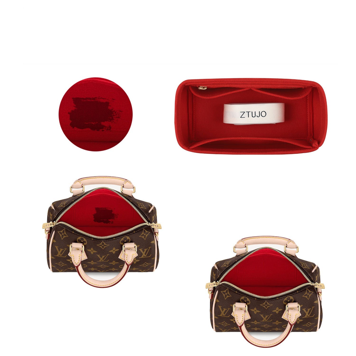 Premium Geldbörsen-Organizer für LV Speedy 20 – ultrasofter Filz, 4 Fächer, YKK-Reißverschlüsse product image 5