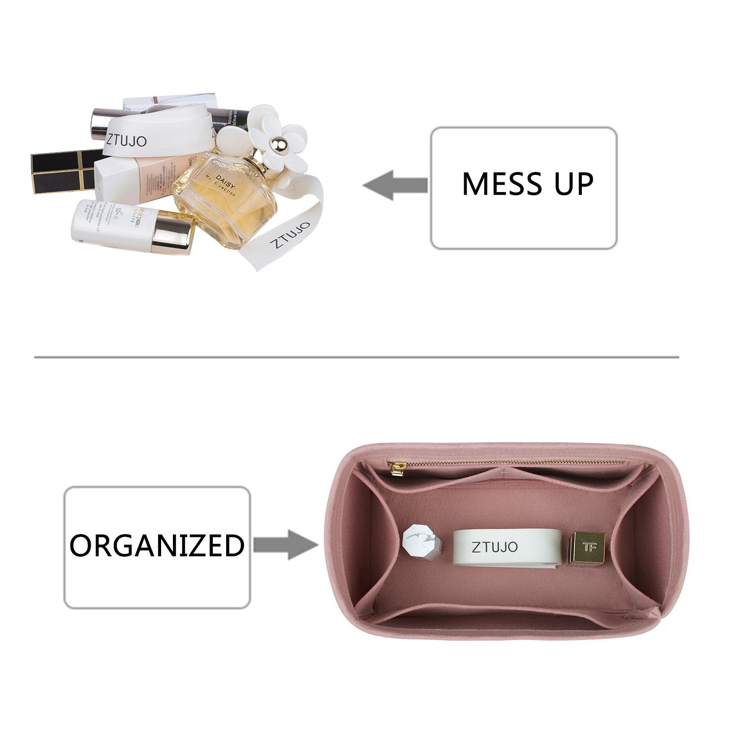 Premium Geldbörsen-Organizer für LV Hina PM – 6 Fächer, weicher Filz, YKK-Reißverschluss product image 4
