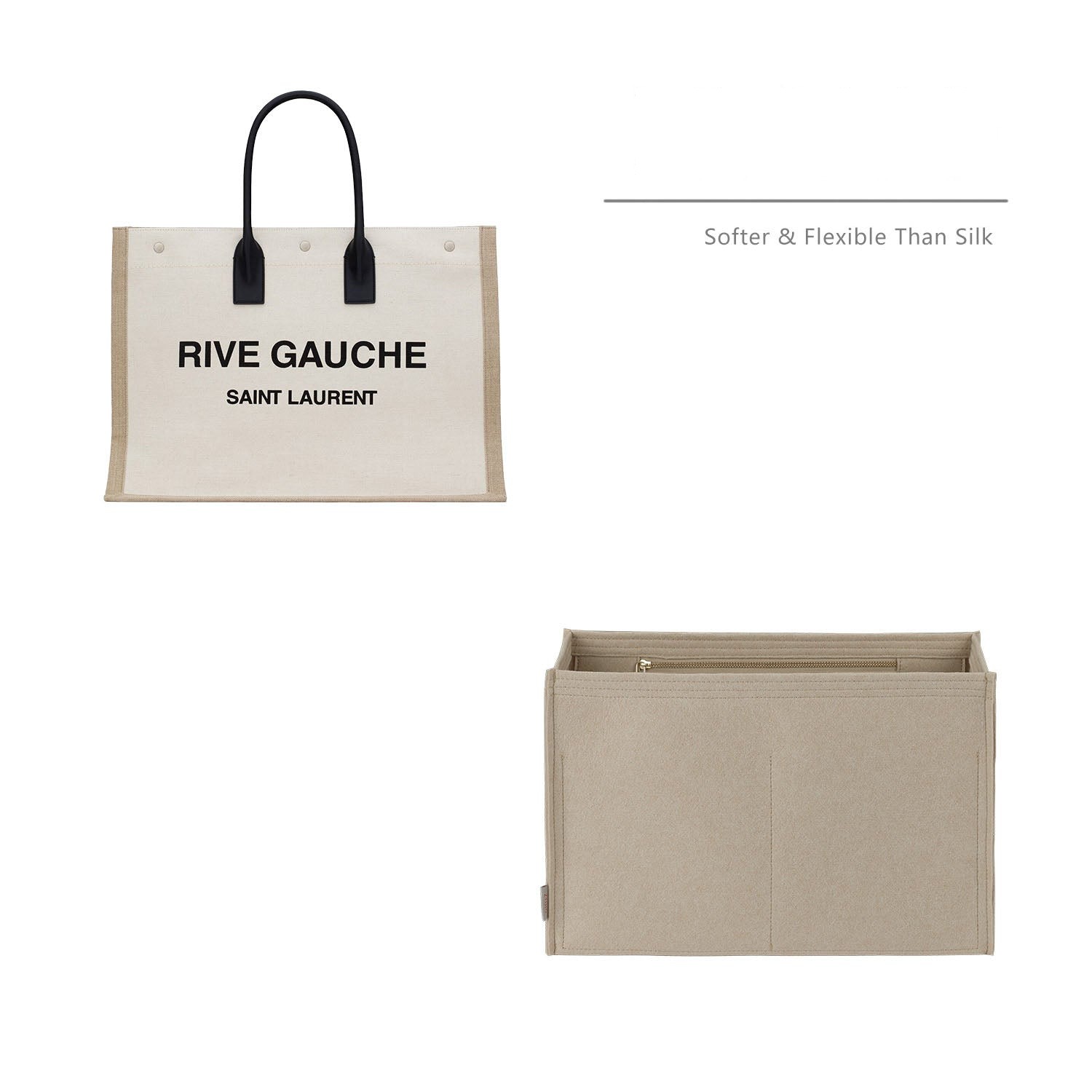 Premium-Handtaschenorganizer für YSL Rive Gauche Tote – 5 Fächer, YKK-Reißverschluss