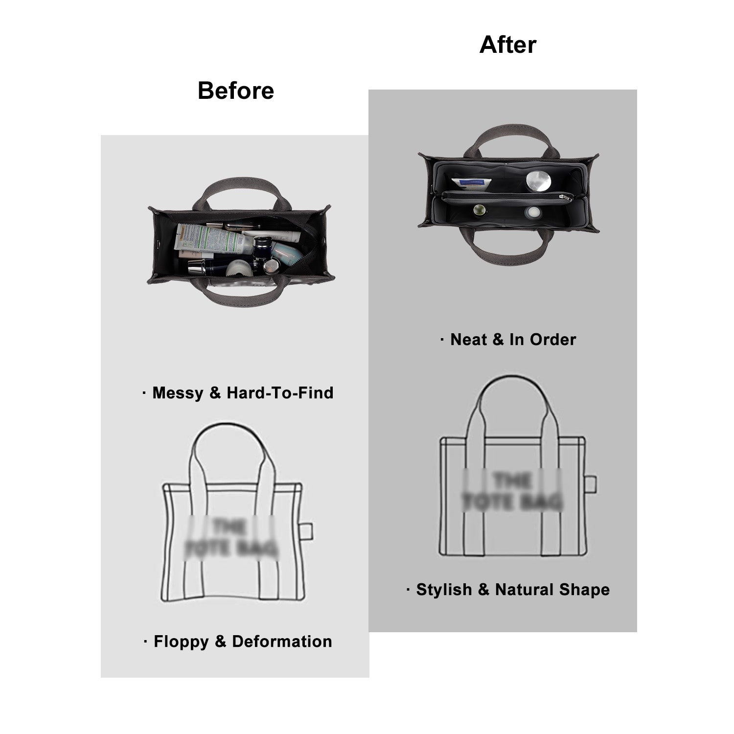 Handtaschen-Organizer-Einlage für Handtaschen – Mesh-Taschenorganizer mit Reißverschluss, passt für Speedy, Neverfull PM/MM, Le Pliage – Mittel, Groß, X-Groß product image 22