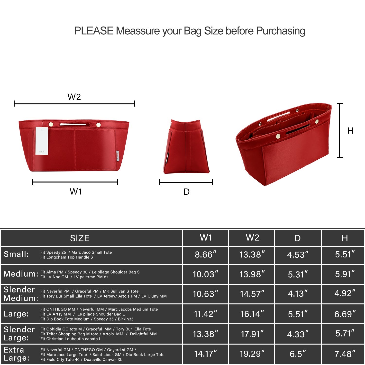 Knödel-Design Handtaschen-Organizer-Einsatz für Handtasche und Tote Bag-Formformer – Passt für Speedy, Neverfull, 6 Größen product image 17