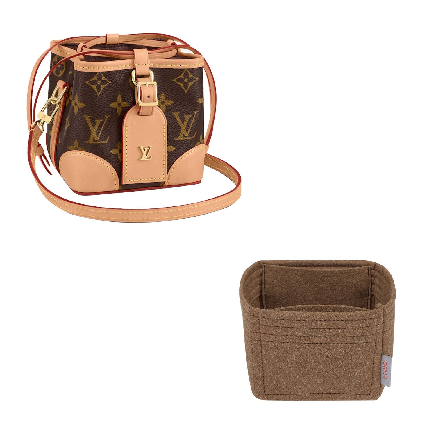 INNERBAG Premium Geldbörsen-Organizer für LV Noé Geldbörse – Hellbraun / Custom