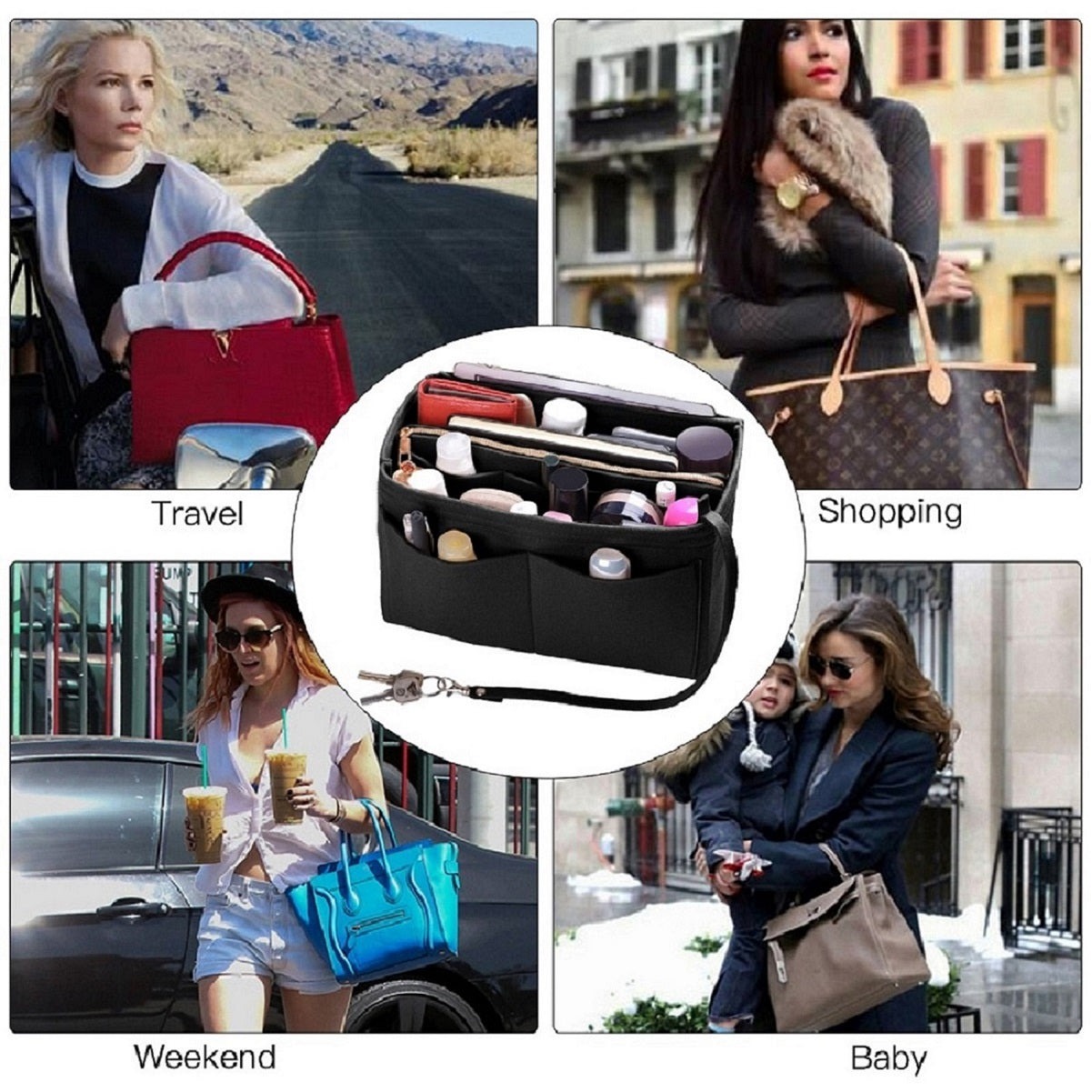 Taschenorganizer für LV Speedy Neverfull Tote – 6 Größen, Filz-Tascheneinsatz mit Reißverschluss product image 15