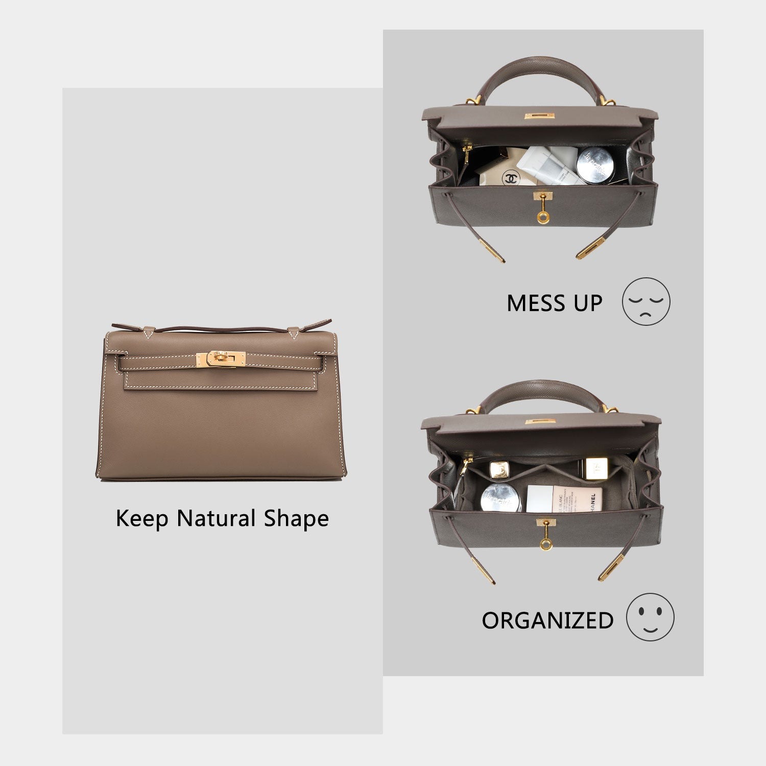 Organizer für Hermès Pochette / Kelly Mini II – Premium-Material in Fahrzeugqualität, 4 Fächer product image 3
