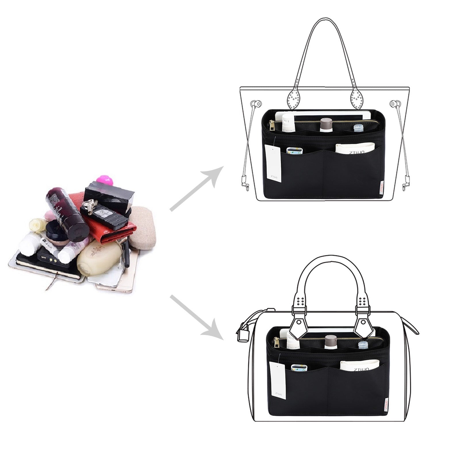 Taschenorganizer für LV Speedy Neverfull Tote – 6 Größen, Filz-Tascheneinsatz mit Reißverschluss product image 121