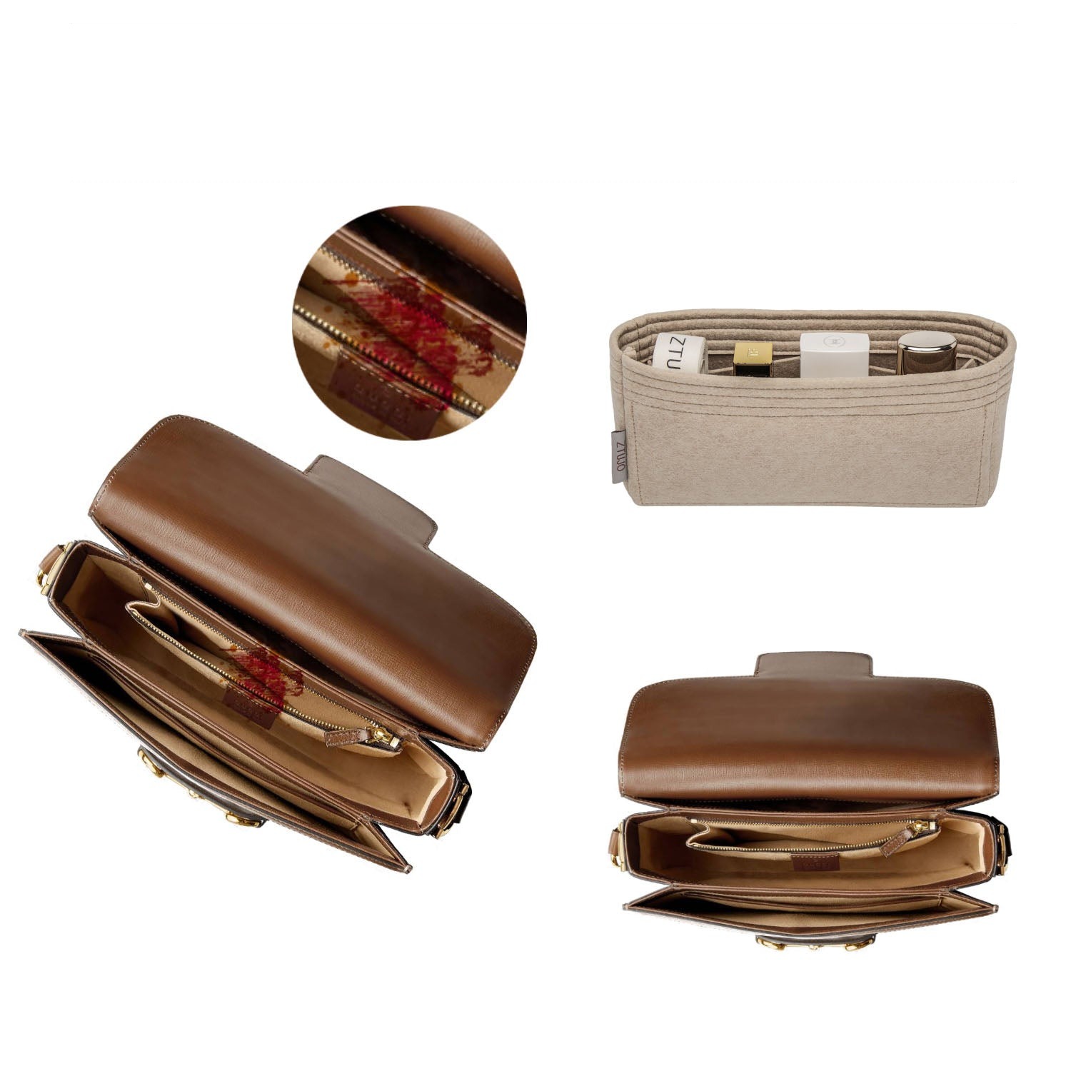 Einsatz für Gu*ci 1955 Horsebit – Premium-Filzeinlage für Taschen, 3 Fächer product image 4